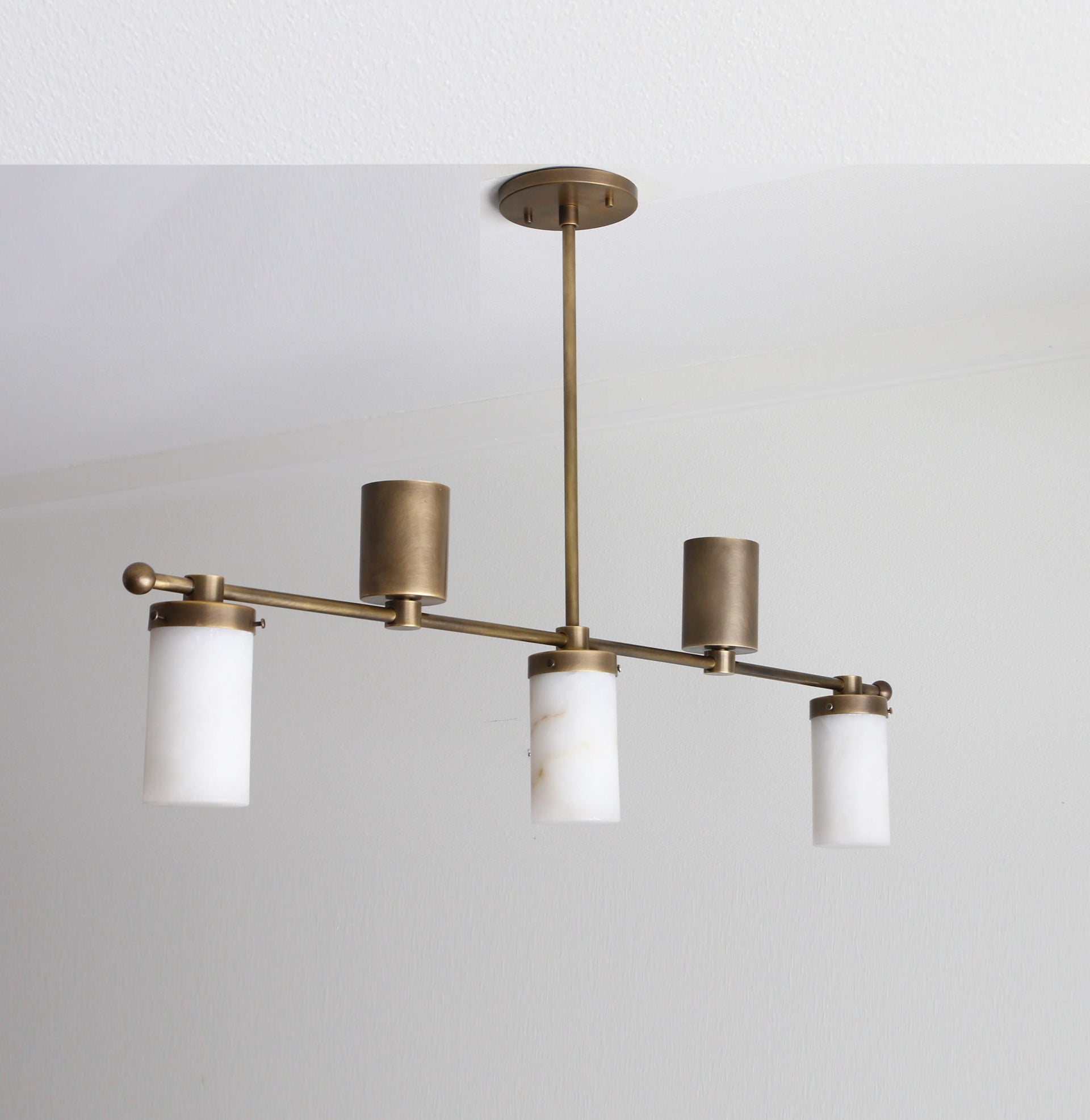 Chandelier,  Brass Chandelier, Modern Brass Chandelier with Alabaster  Shade, UL Listed, No.0320