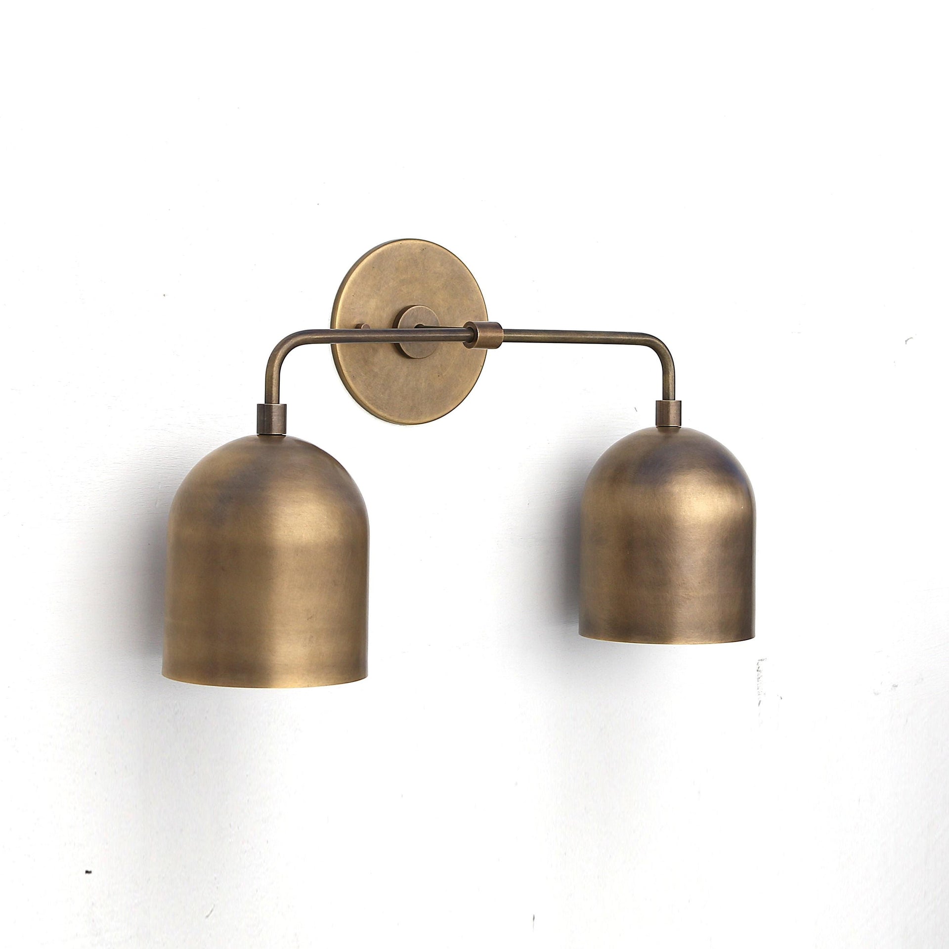 Modern Brass Double Shade Wall Sconce - Handmade USA - UL Listed, No.0277