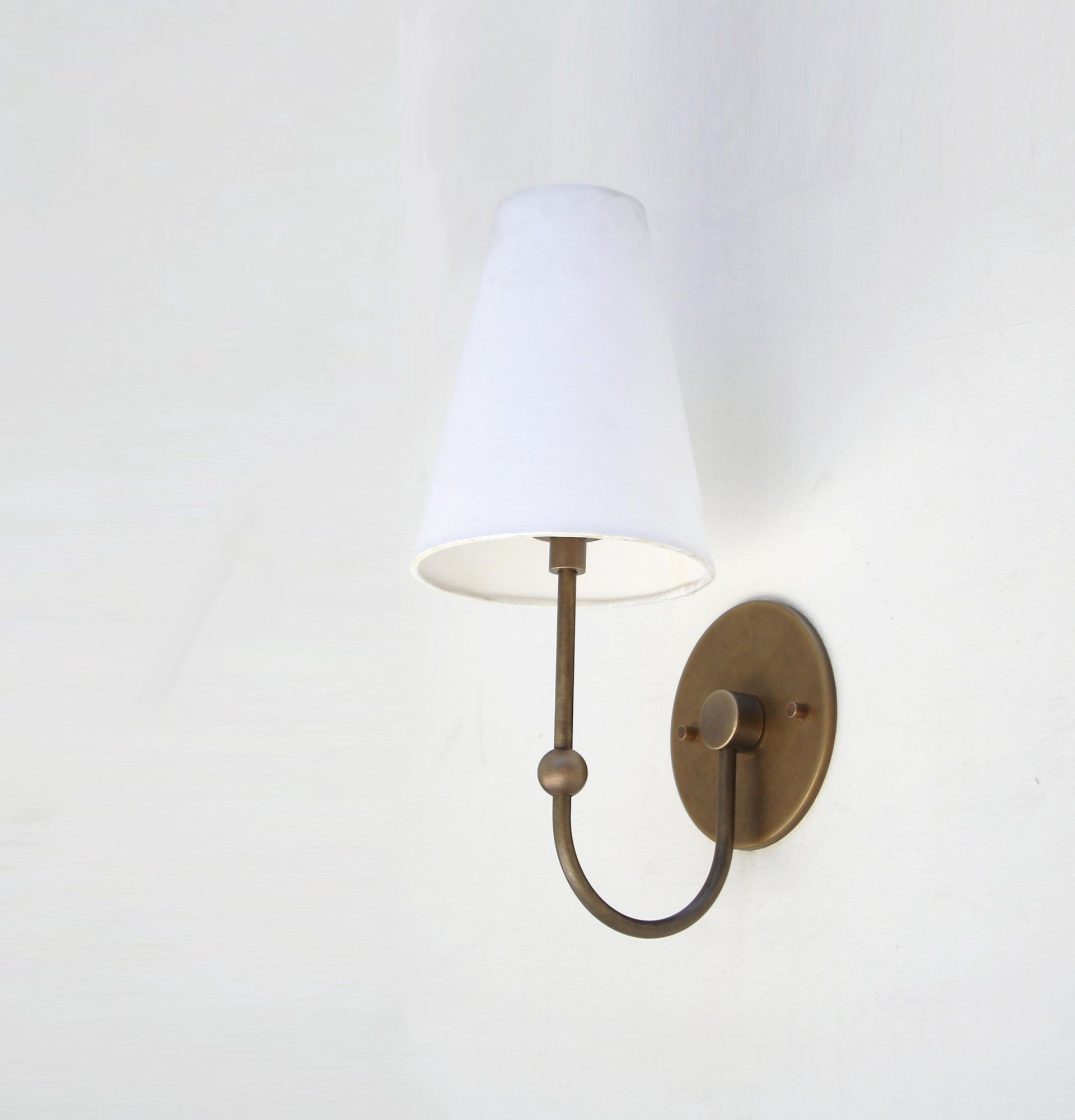 Brass Wall Sconce- Brass  light with Linen shade, Brass light, UL Listed No.0049