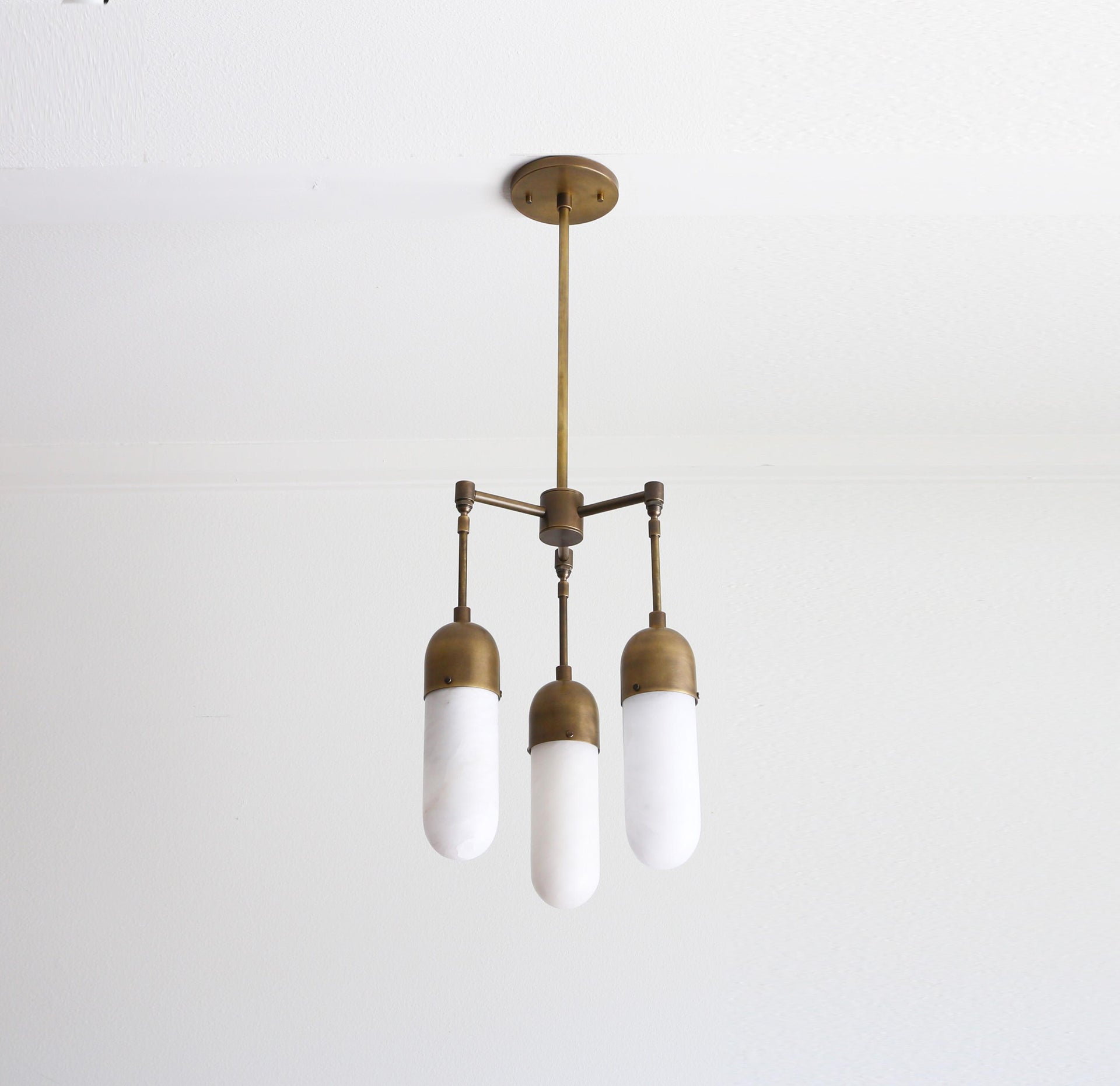 Brass Chandelier, Brass Chandelier with alabaster shade, Modern Brass Chandelier, UL Listed No.0337
