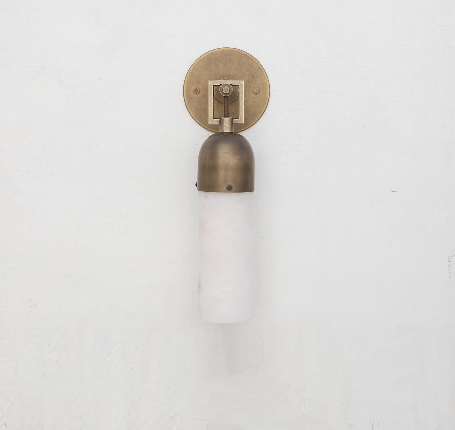 Brass Wall Sconce light - Vanity light - Brass Wall Sconce Light - Brass Wall Sconce with Alabaster Shade, Cylinder shade, UL Listed No.0434