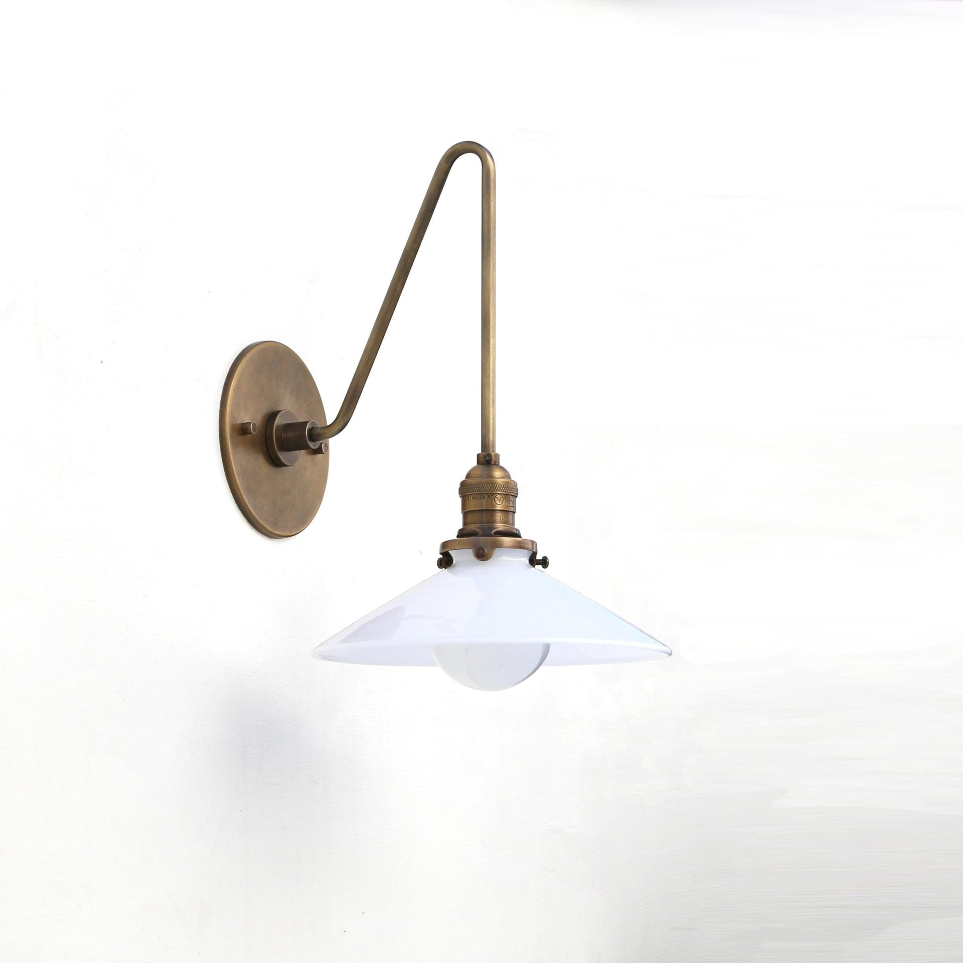 Wall Sconce light, Bathroom vanity Light, Industrial style brass light with glass shade, UL Listed No.0841
