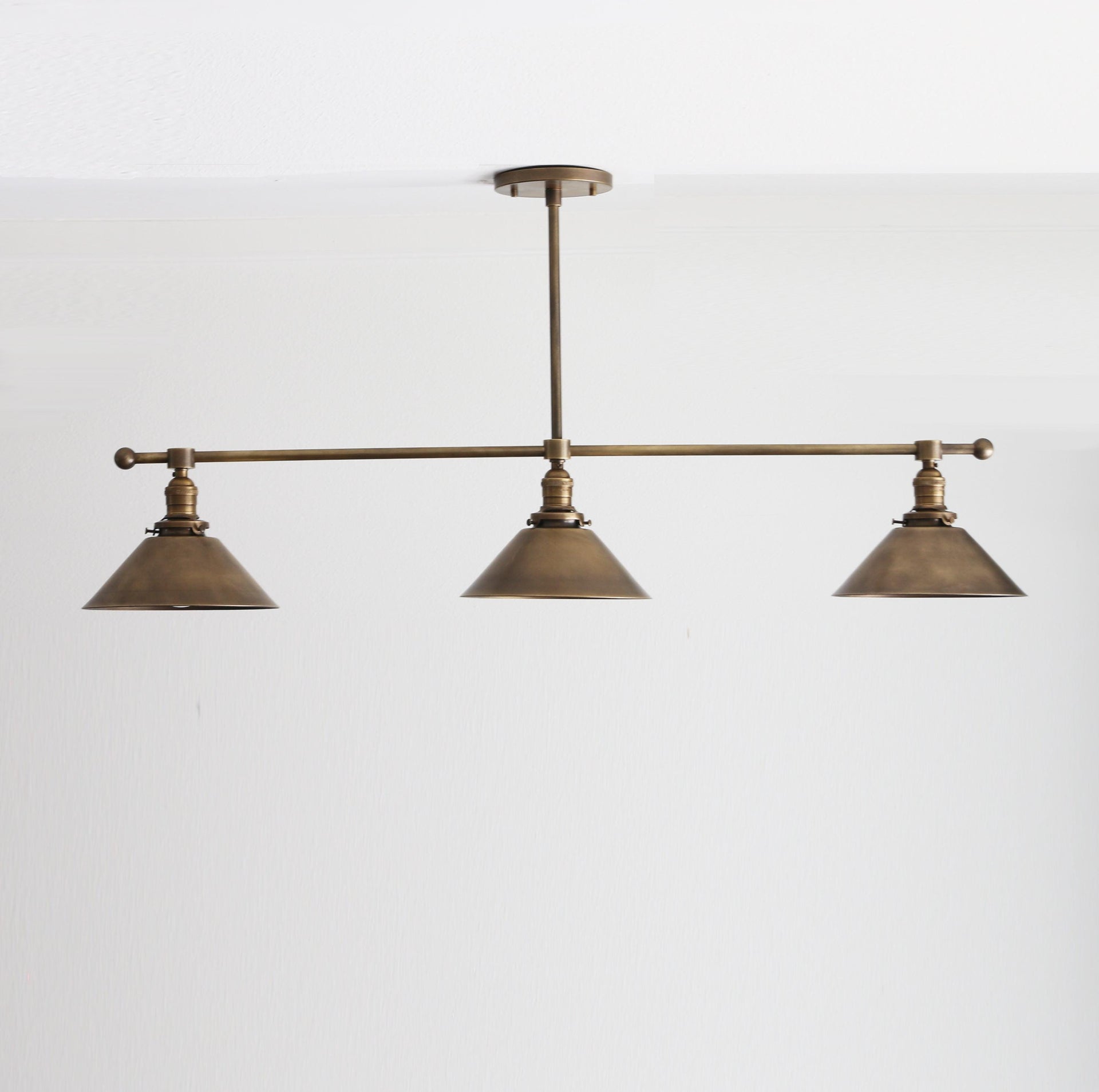 Industrial Style Chandelier, Brass Chandelier, Modern Brass Chandelier with Brass Shade, UL Listed No.0293