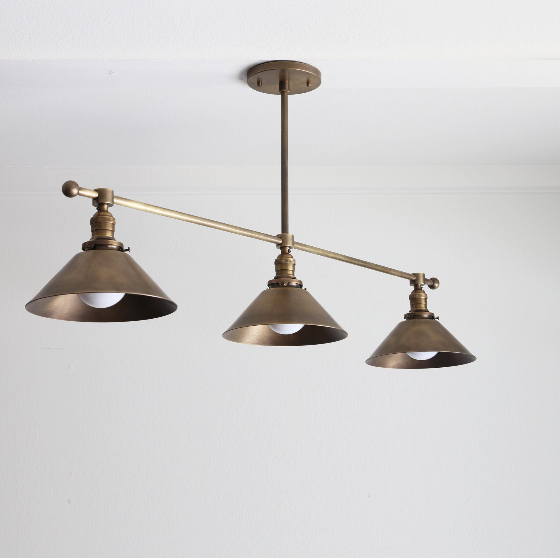 Industrial Style Chandelier, Brass Chandelier, Modern Brass Chandelier with Brass Shade, UL Listed No.0293