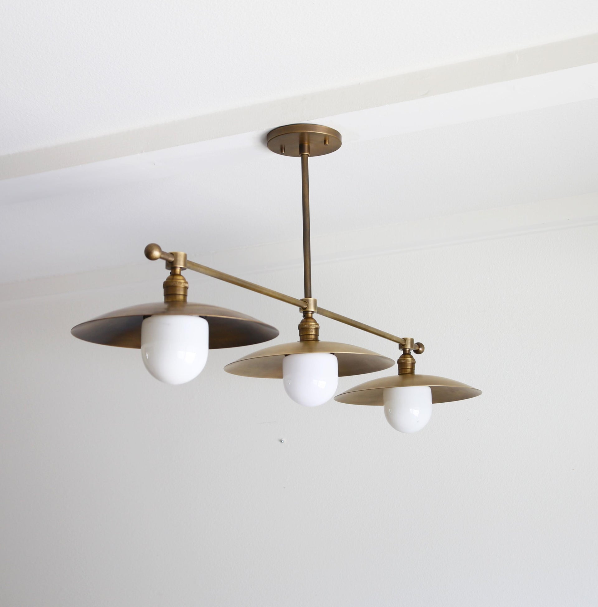 Chandelier, Brass Chandelier, Modern Brass Chandelier with 12" Shade, UL Listed No.0294