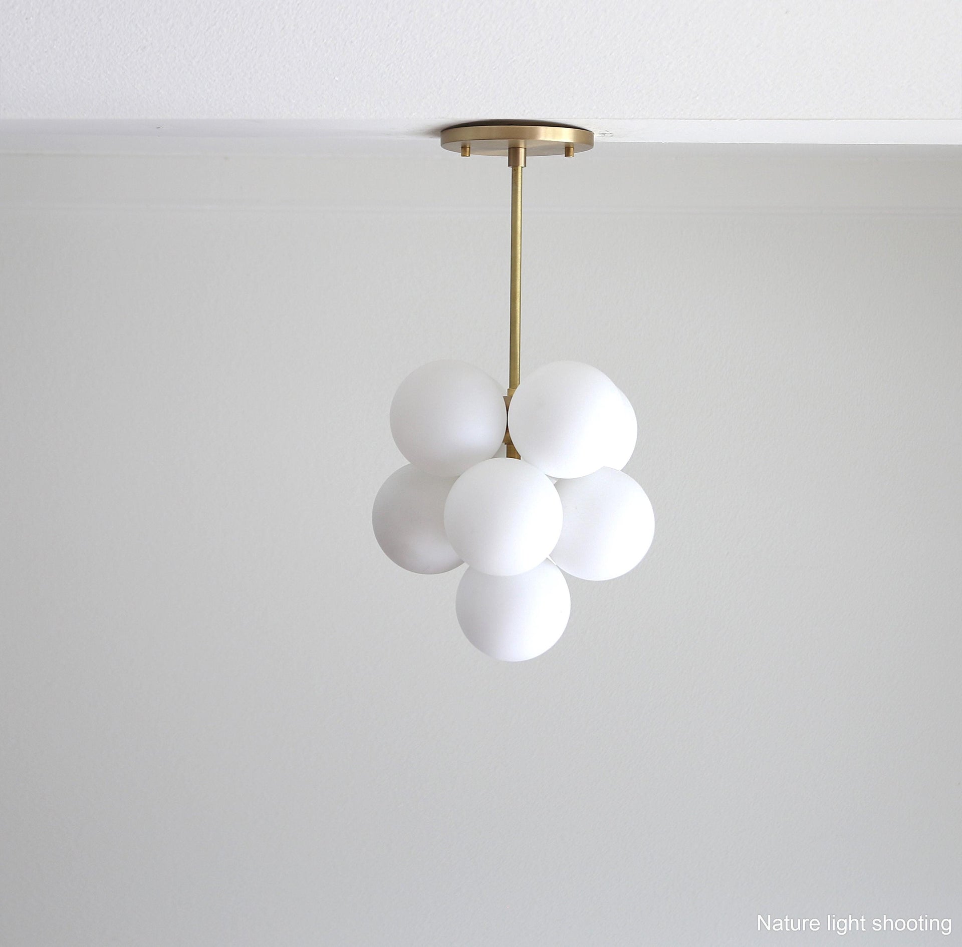 Small Grape  Light, Ceiling  Light, Mid Century Ceiling   Light with white glass mini- shade, UL Listed, YaG-4, No.0305
