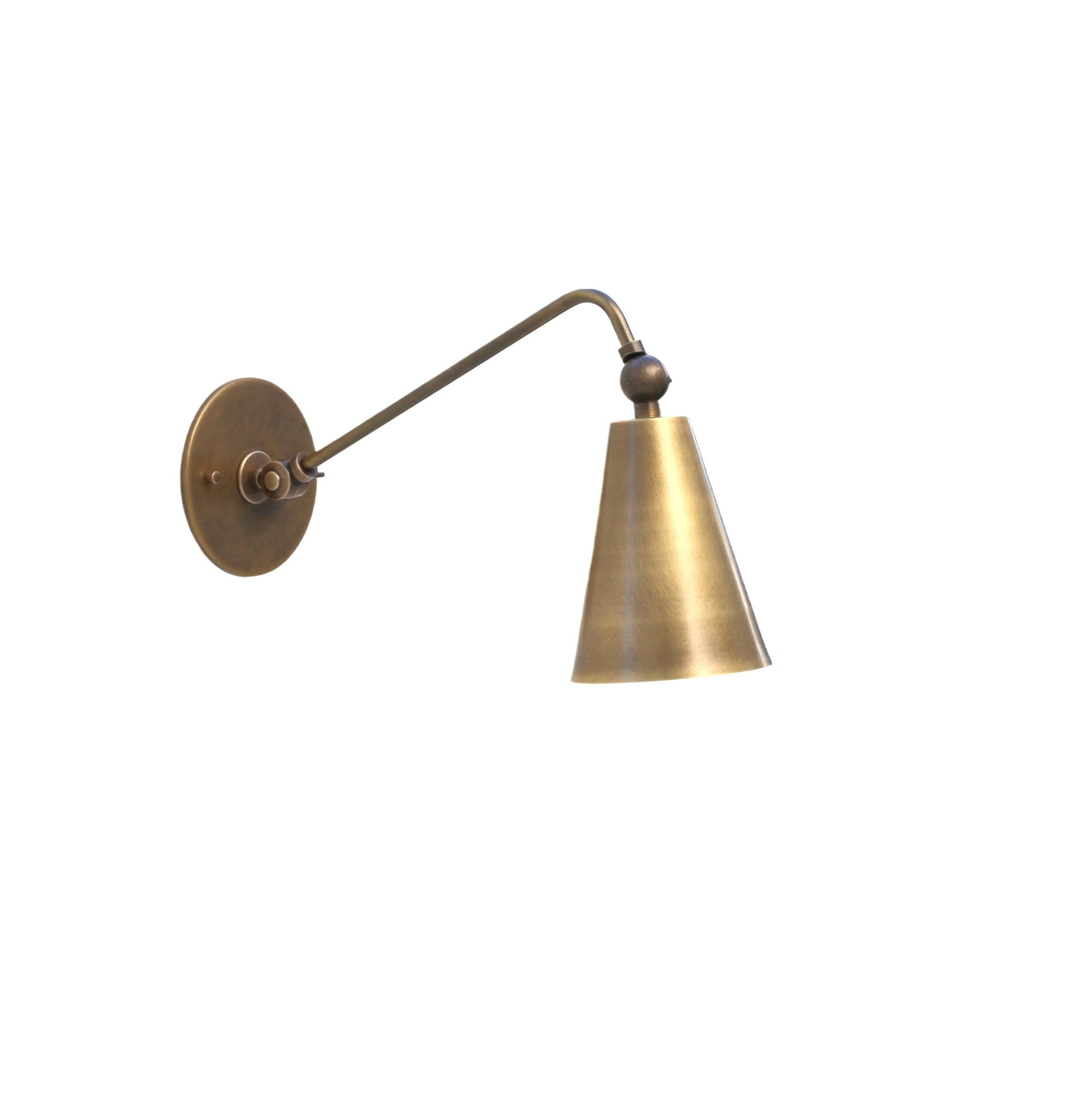 Mid-Century Modern Brass Wall Sconce light: Handmade USA, UL Listed. No.0387