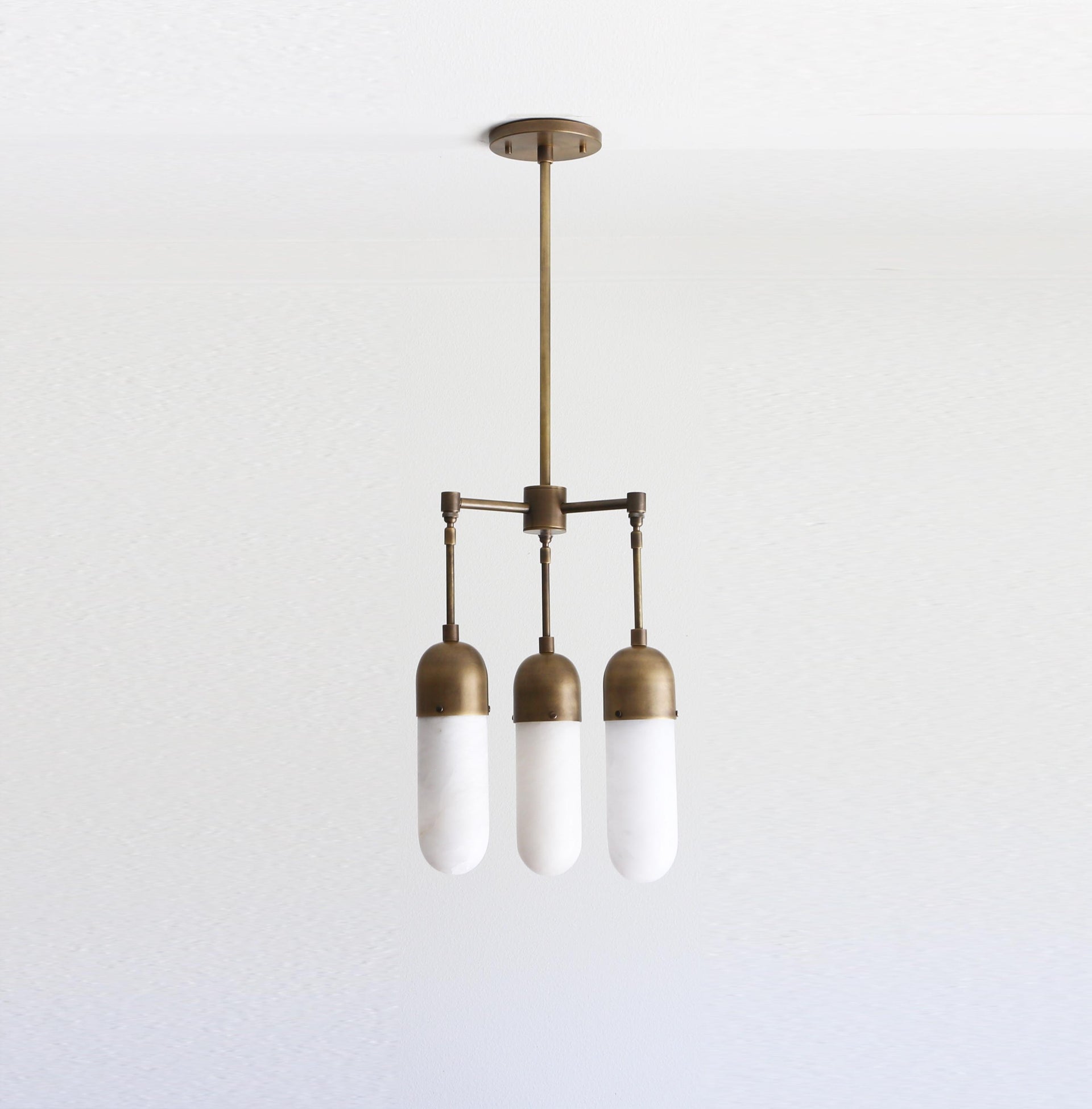 Brass Chandelier, Brass Chandelier with alabaster shade, Modern Brass Chandelier, UL Listed No.0337