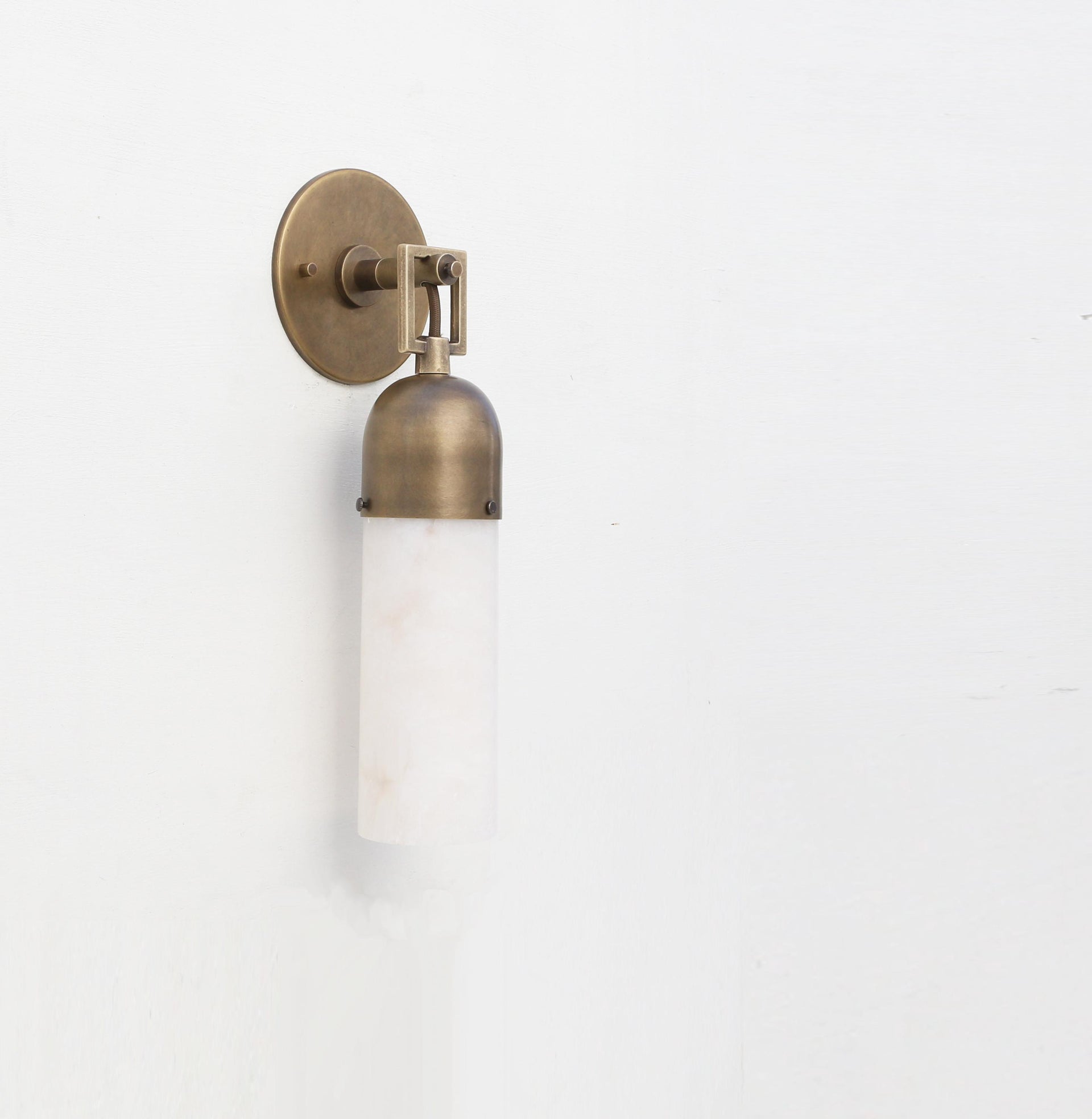 Brass Wall Sconce light - Vanity light - Brass Wall Sconce Light - Brass Wall Sconce with Alabaster Shade, Cylinder shade, UL Listed No.0434