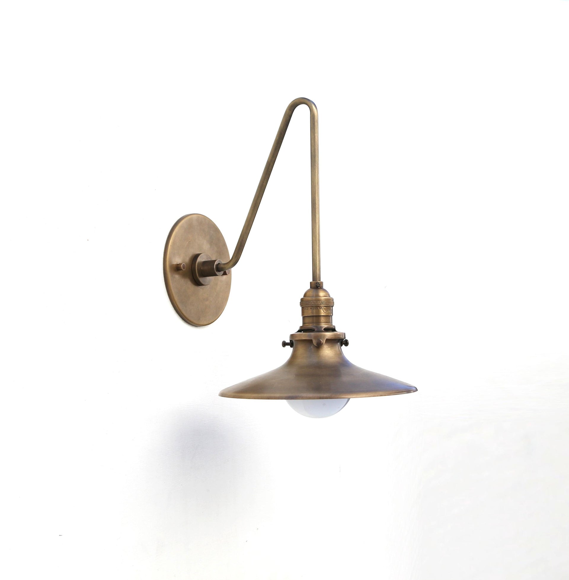 Wall Sconce light, Bathroom vanity Light, Industrial style brass light with brass shade UL Listed, No.0866