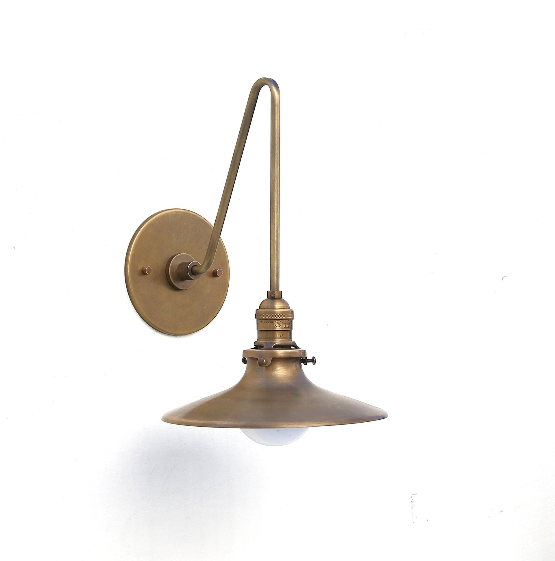 Wall Sconce light, Bathroom vanity Light, Industrial style brass light with brass shade UL Listed, No.0866
