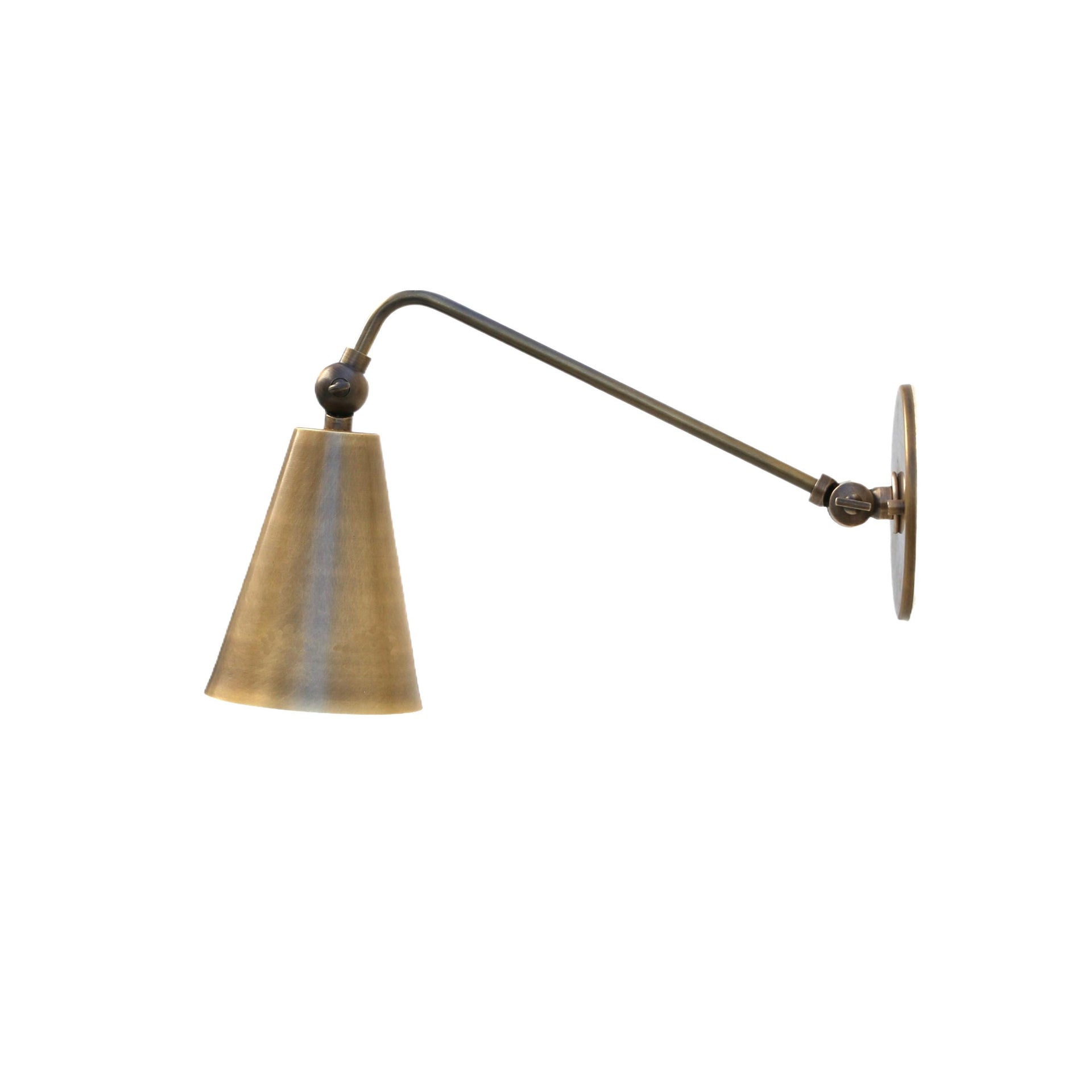 Mid-Century Modern Brass Wall Sconce light: Handmade USA, UL Listed. No.0387