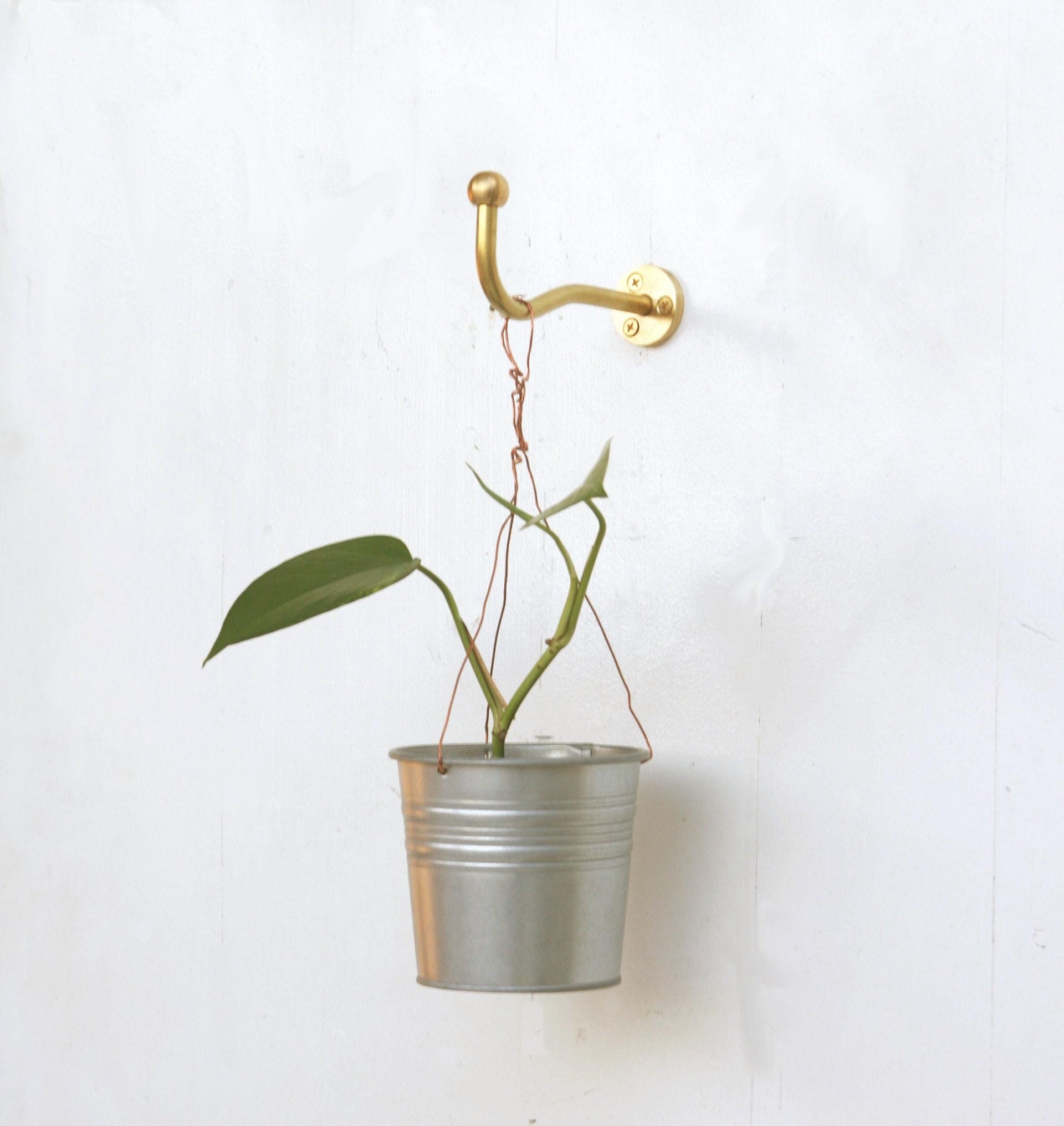 Solid brass planter hanger - Brass wall hanger - Brass wall hook - Brass planter hook - Brass hanging plant bracket hook, No.1516