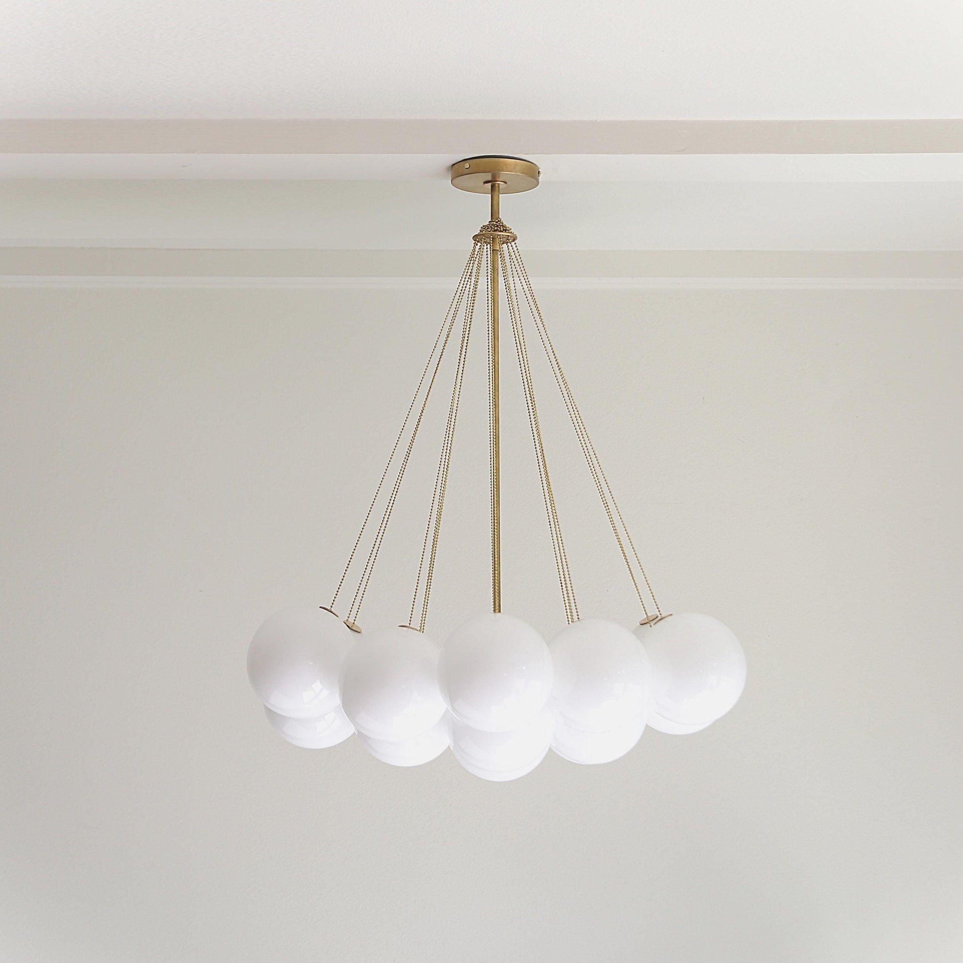 Chandelier, Brass Chandelier, Light with white glass shade, 6 “PPQ, UL Listed No.0088