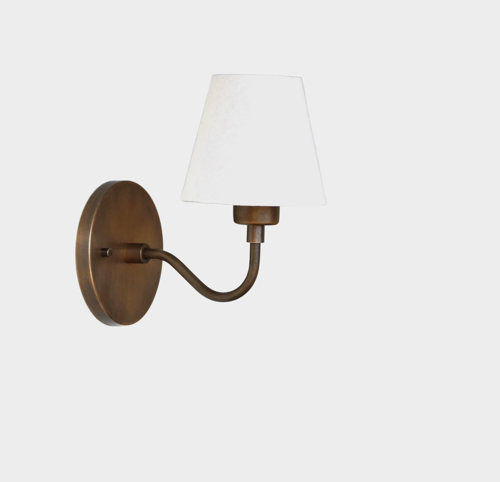 Brass Wall Sconce- Brass  light with Linen shade- Minimal Sconce Light, UL Listed, No.0456
