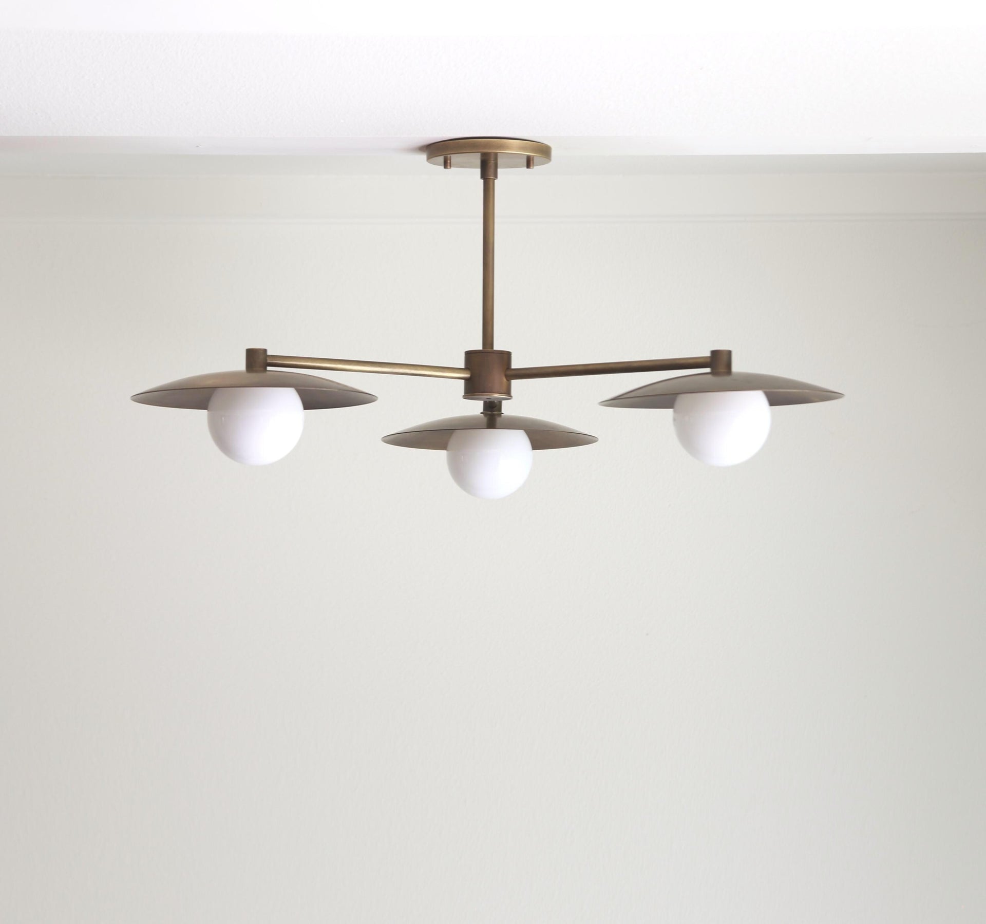 Chandelier, Brass Chandelier, Modern Brass Chandelier with 10" Shade, 4‘’ pp UL Listed No.0237