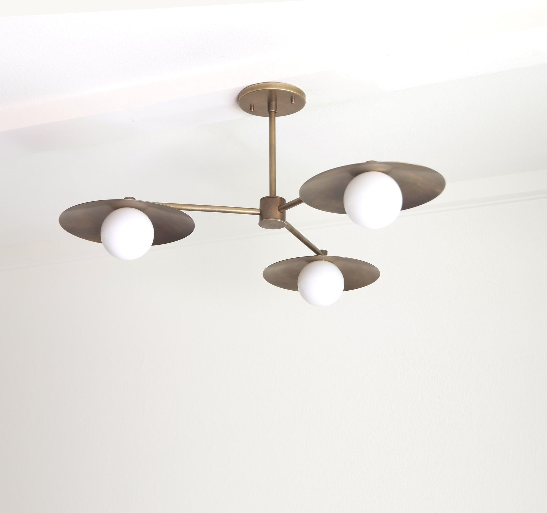 Chandelier, Brass Chandelier, Modern Brass Chandelier with 10" Shade, 4‘’ pp UL Listed No.0237