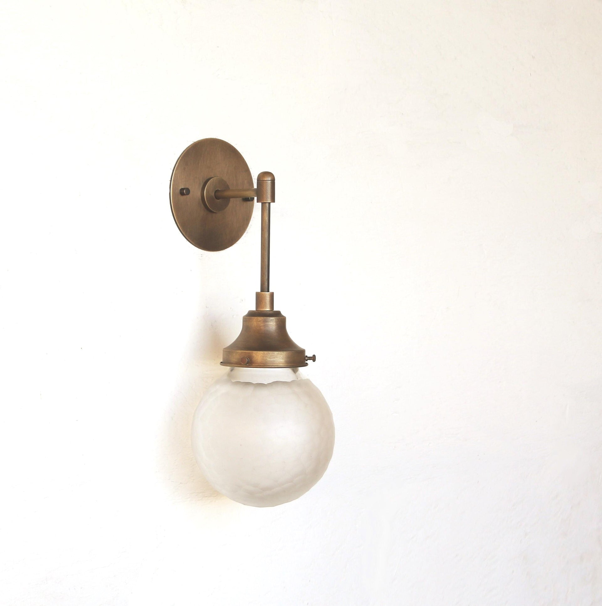 Wall Sconce  Light, Mid Century Brass Wall Sconce  light, frosted cutting-glass shade, UL Listed, No.0184