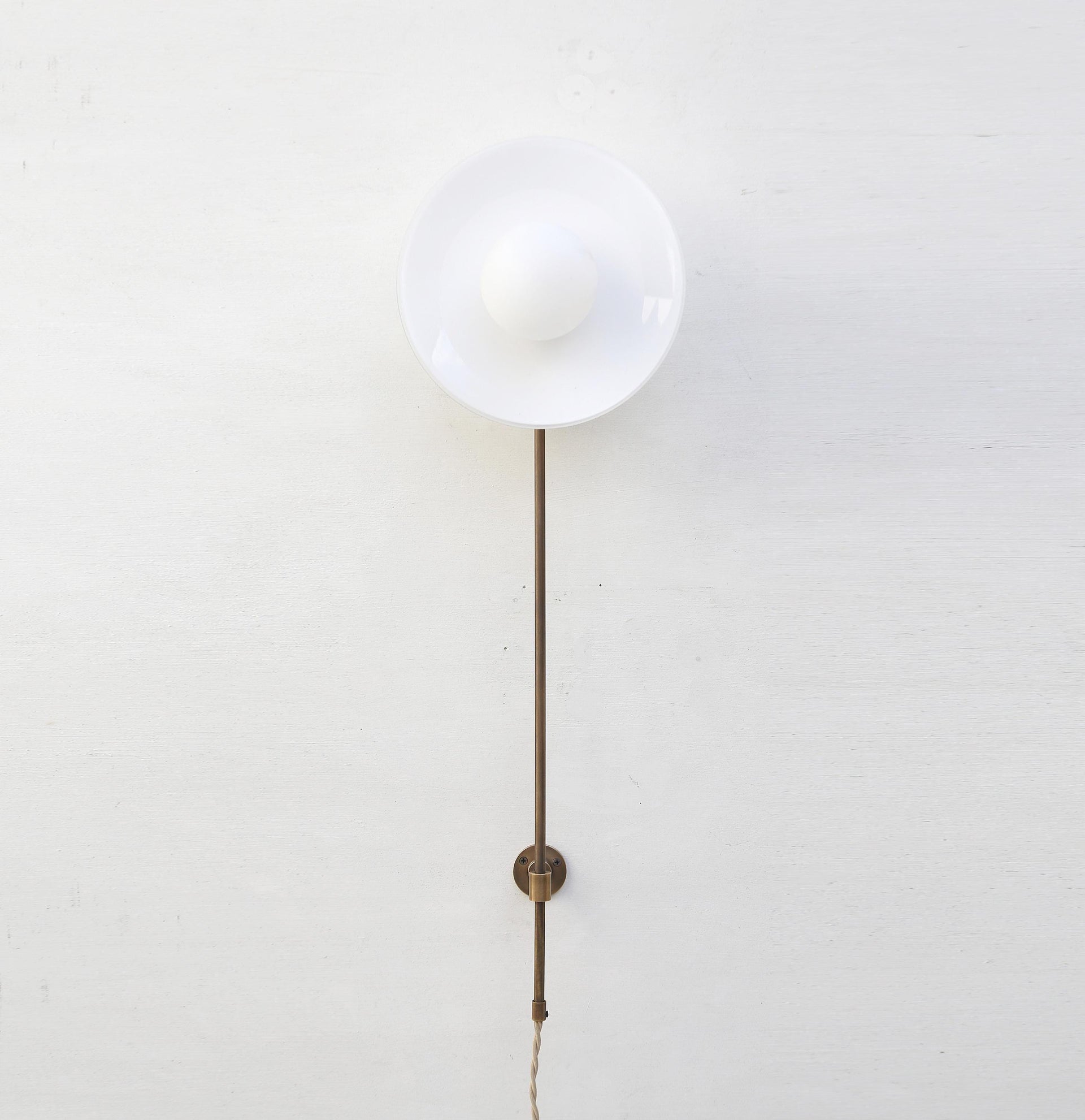 Plug-in Brass Wall Sconce light with 12" shade , Modern brass light, Wall sconce light, Minimal Sconce Light UL Listed, No.0899