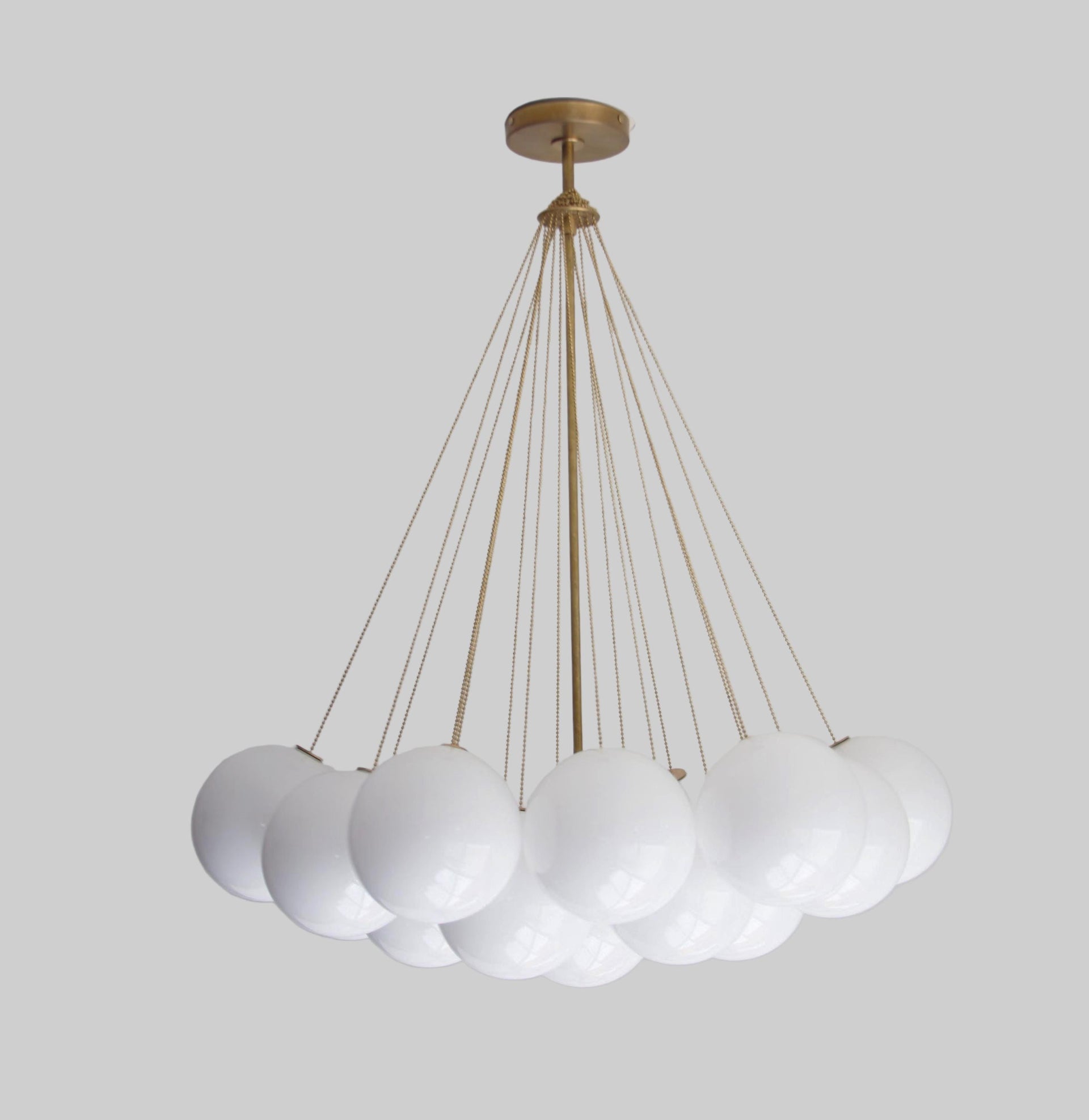 Chandelier, Brass Chandelier, Light with white glass shade, 6 “PPQ, UL Listed No.0088
