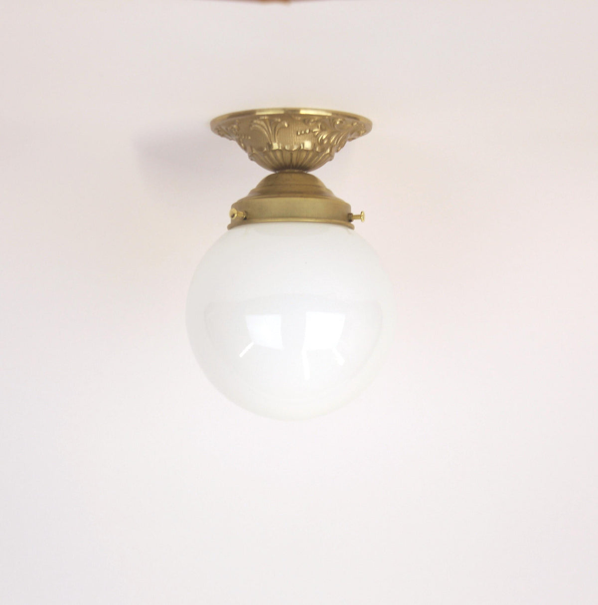 Casting Brass Flush Mount  /Brass Ceiling Light With Shade/ American Made Shade, UL Listed, No.0763