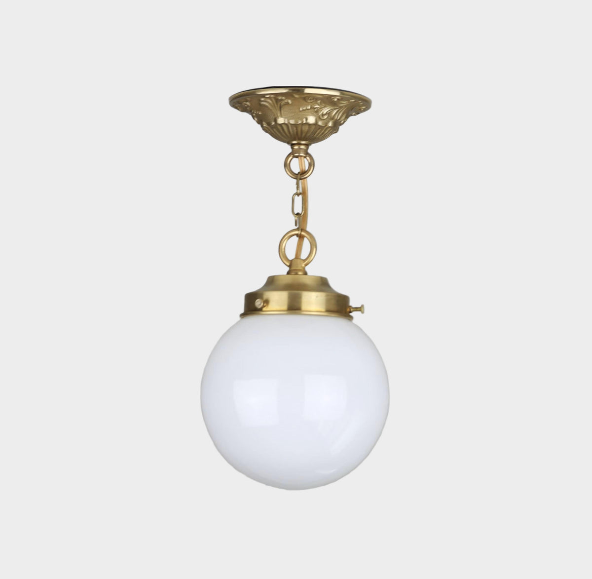 White Milk Glass Globe  Pendant Light Fixture, Glass Pendant Light, Casting Brass Pendant Light, UL Listed, No.0726