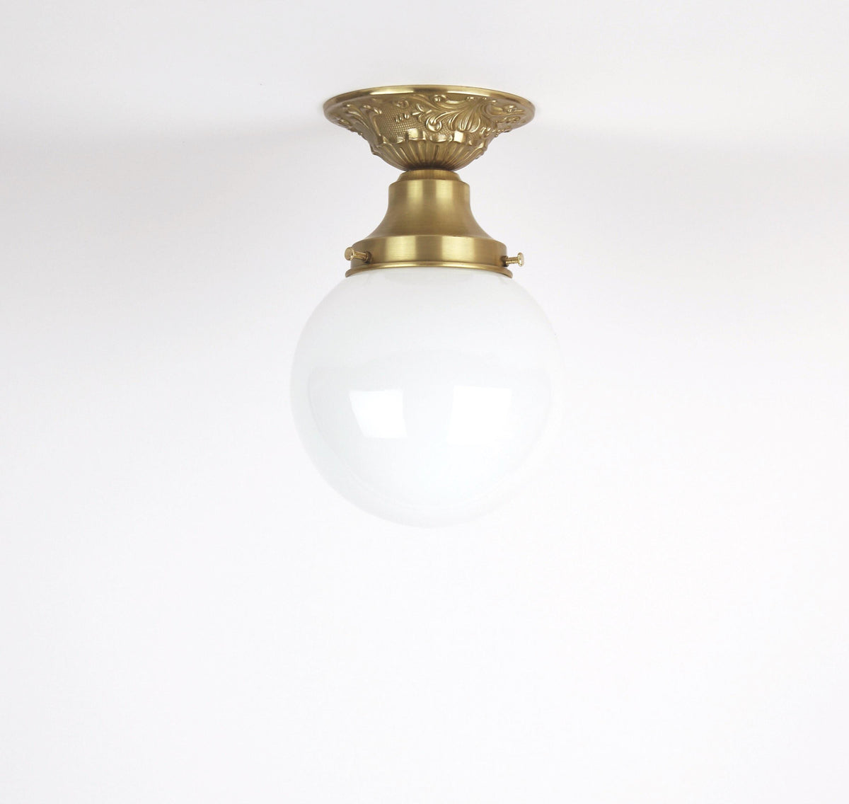 Casting Brass Flush Mount  /Brass Ceiling Light With Shade/ American Made Shade, UL Listed, No.0763