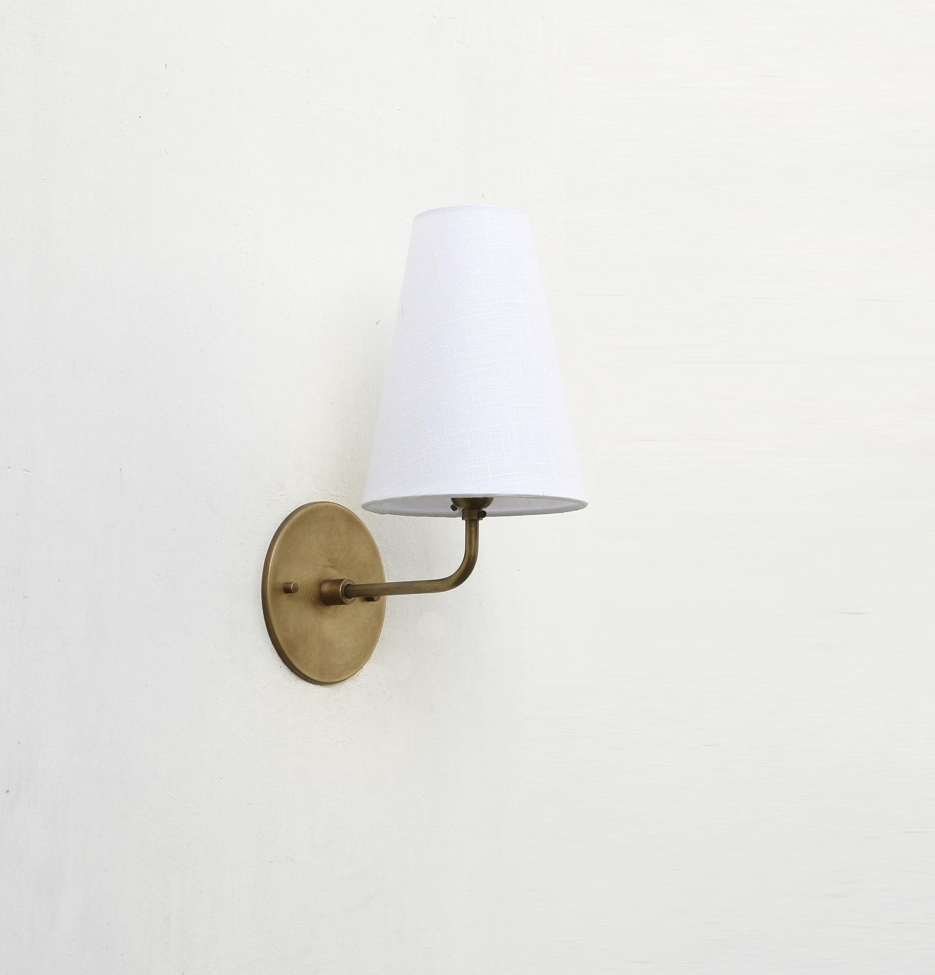 Brass Wall Sconce- Brass  light with Linen shade, Brass light, UL Listed No.3003