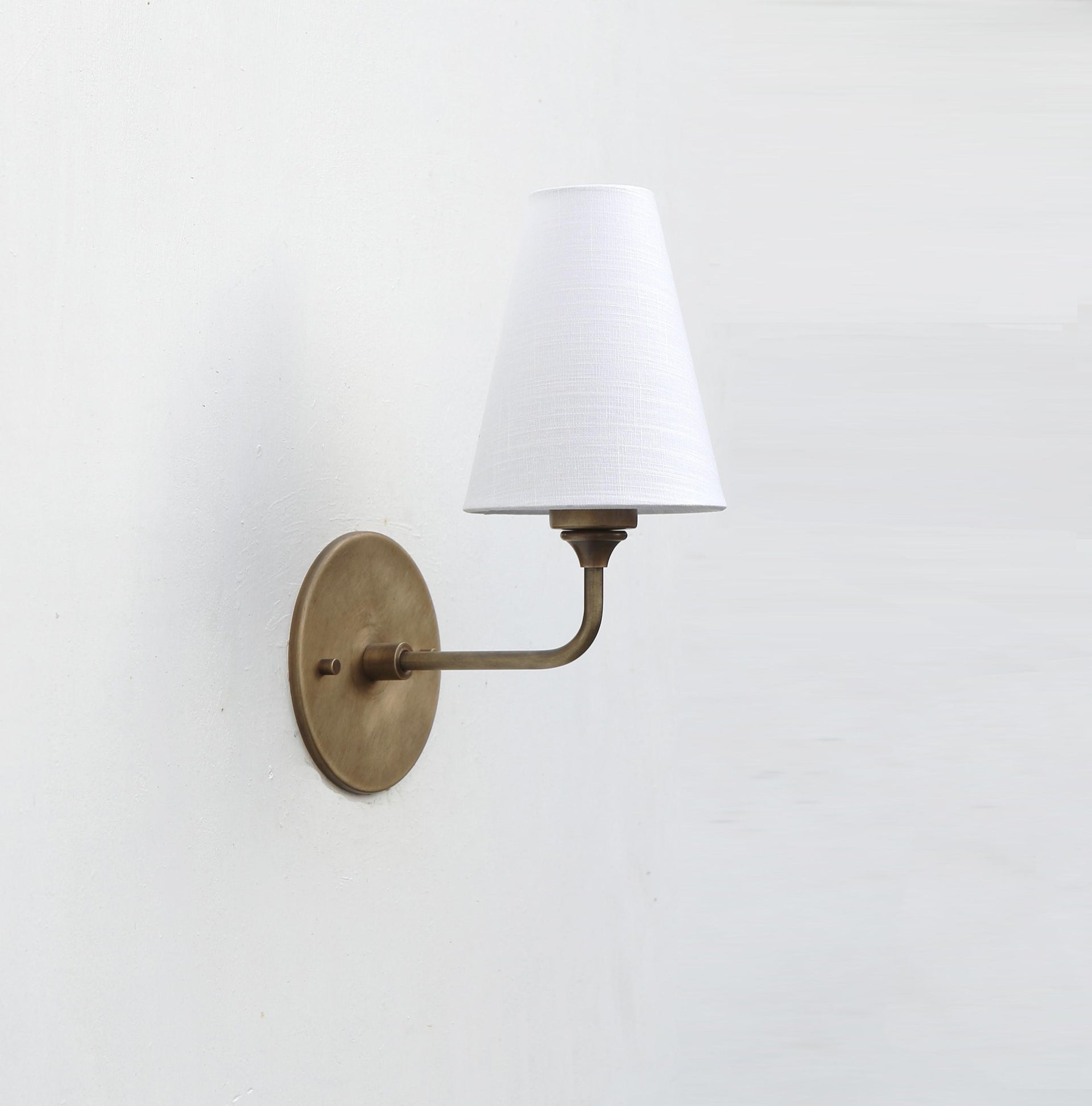 Brass Wall Sconce light - Brass light with Linen shade, Brass light, UL Listed No.3004