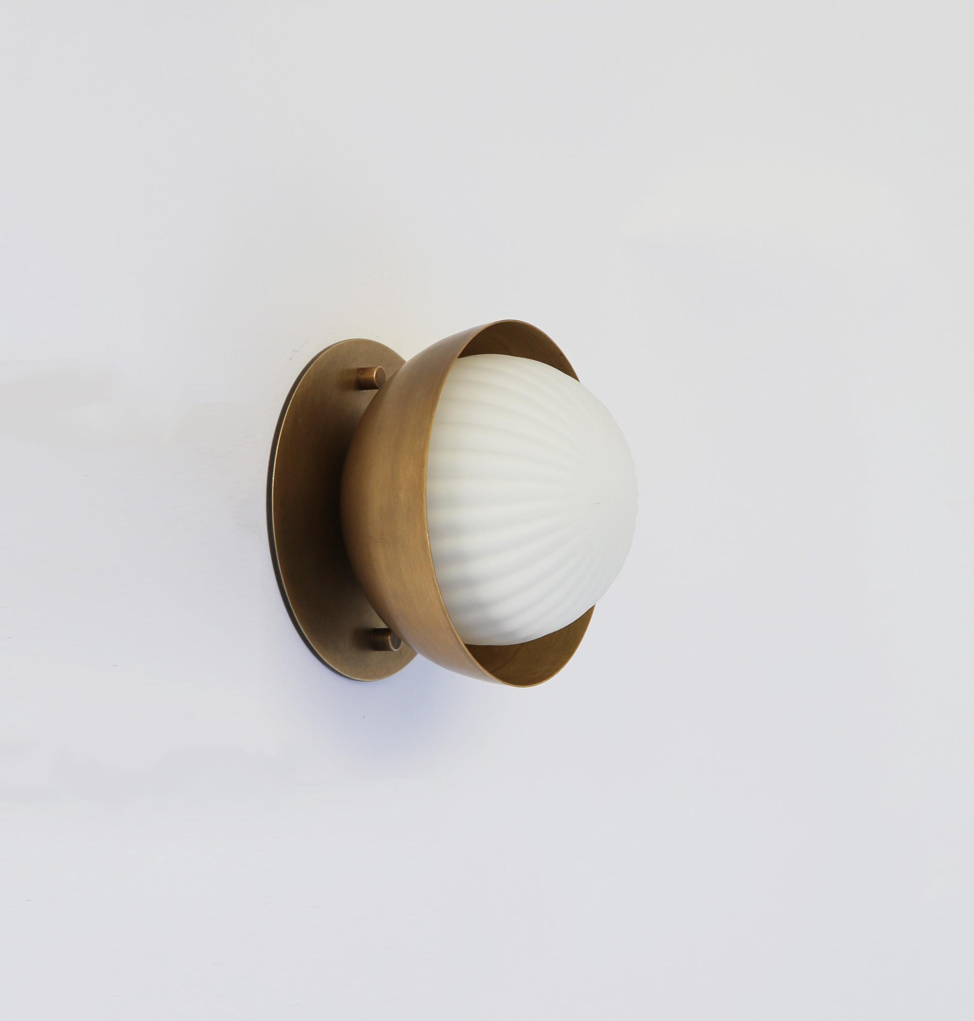 Wall Sconce Flush mount Ceiling Light, Mid Century Brass Ceiling Light with mini shade, ribbed globe UL Listed, LG-PPQ4 No.3012