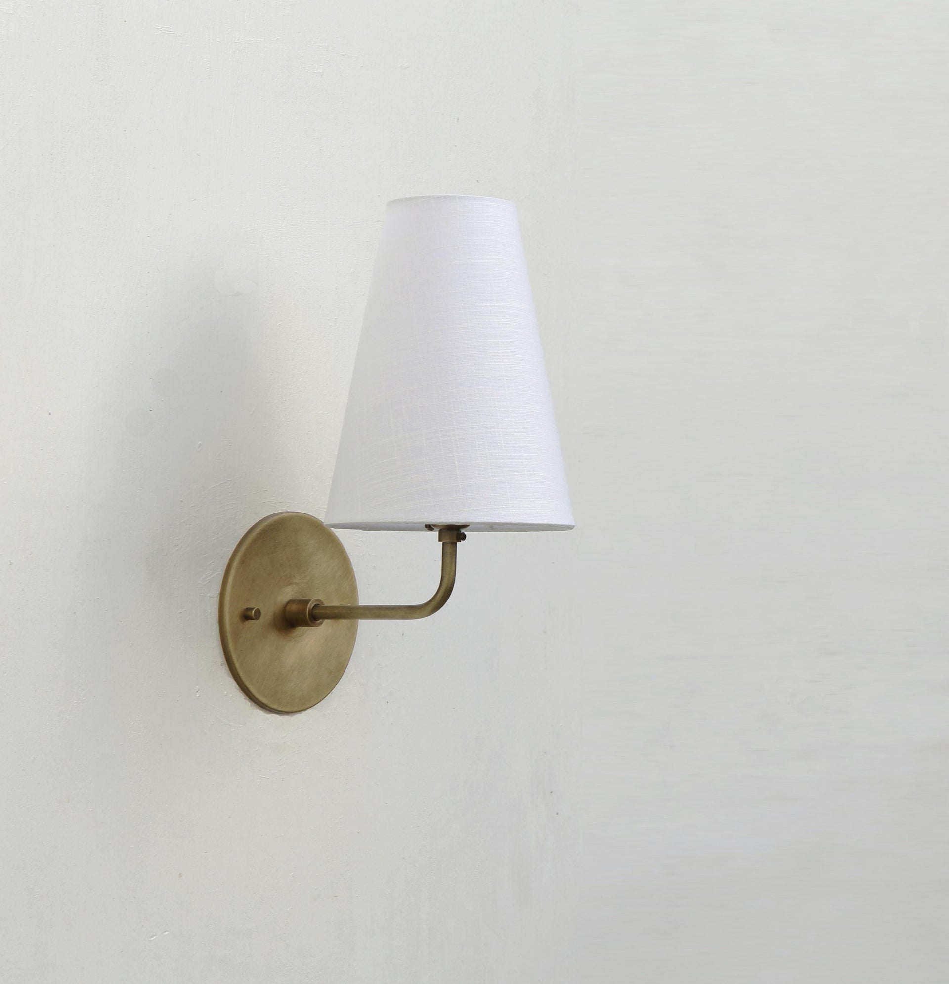 Brass Wall Sconce- Brass  light with Linen shade, Brass light, UL Listed No.3003