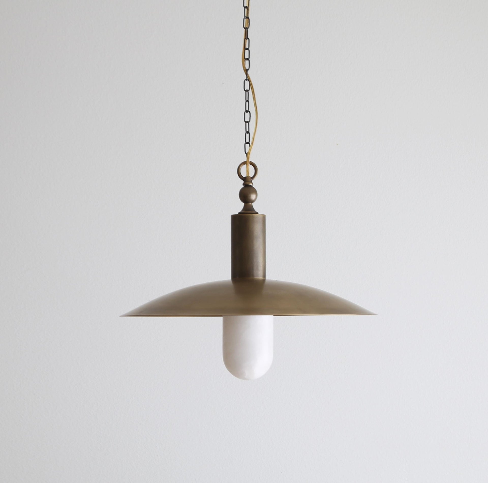 Brass Pendant light - Kitchen Island light with 16" brass shade, alabaster shade UL Listed, No.4020