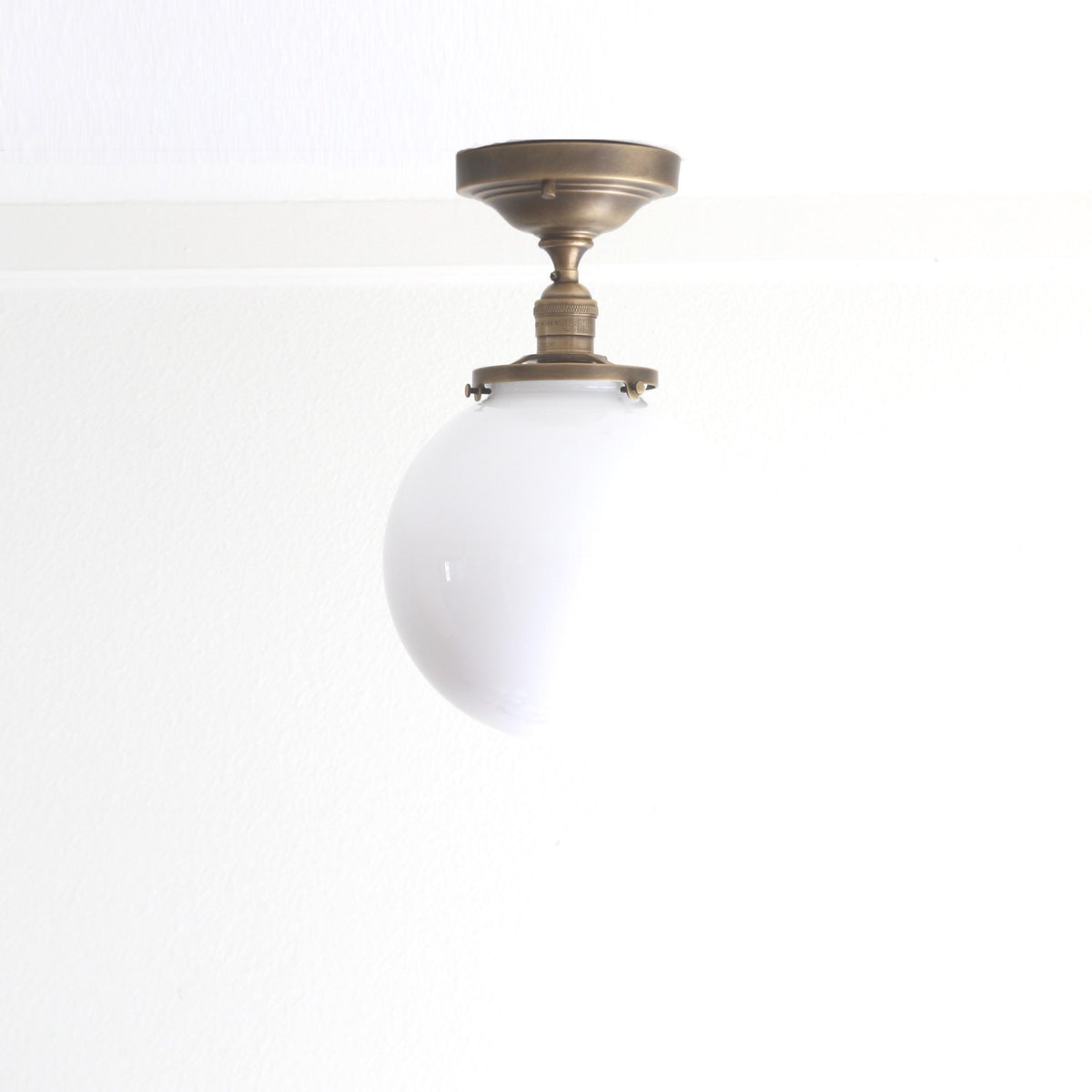 Brass Flush Mount Ceiling Light, Brass Ceiling Light, Ceiling light with hand-blown glass shade, Classic ceiling light, UL Listed, No.4030