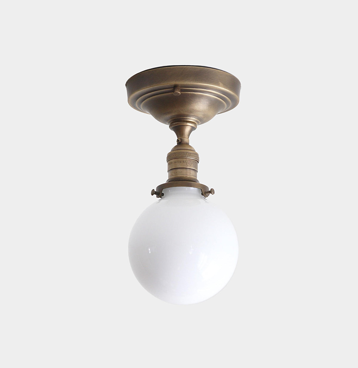 Brass Flush Mount Ceiling Light, Brass Ceiling Light, Ceiling light with hand-blown glass shade, Classic ceiling light, UL Listed, No.4039