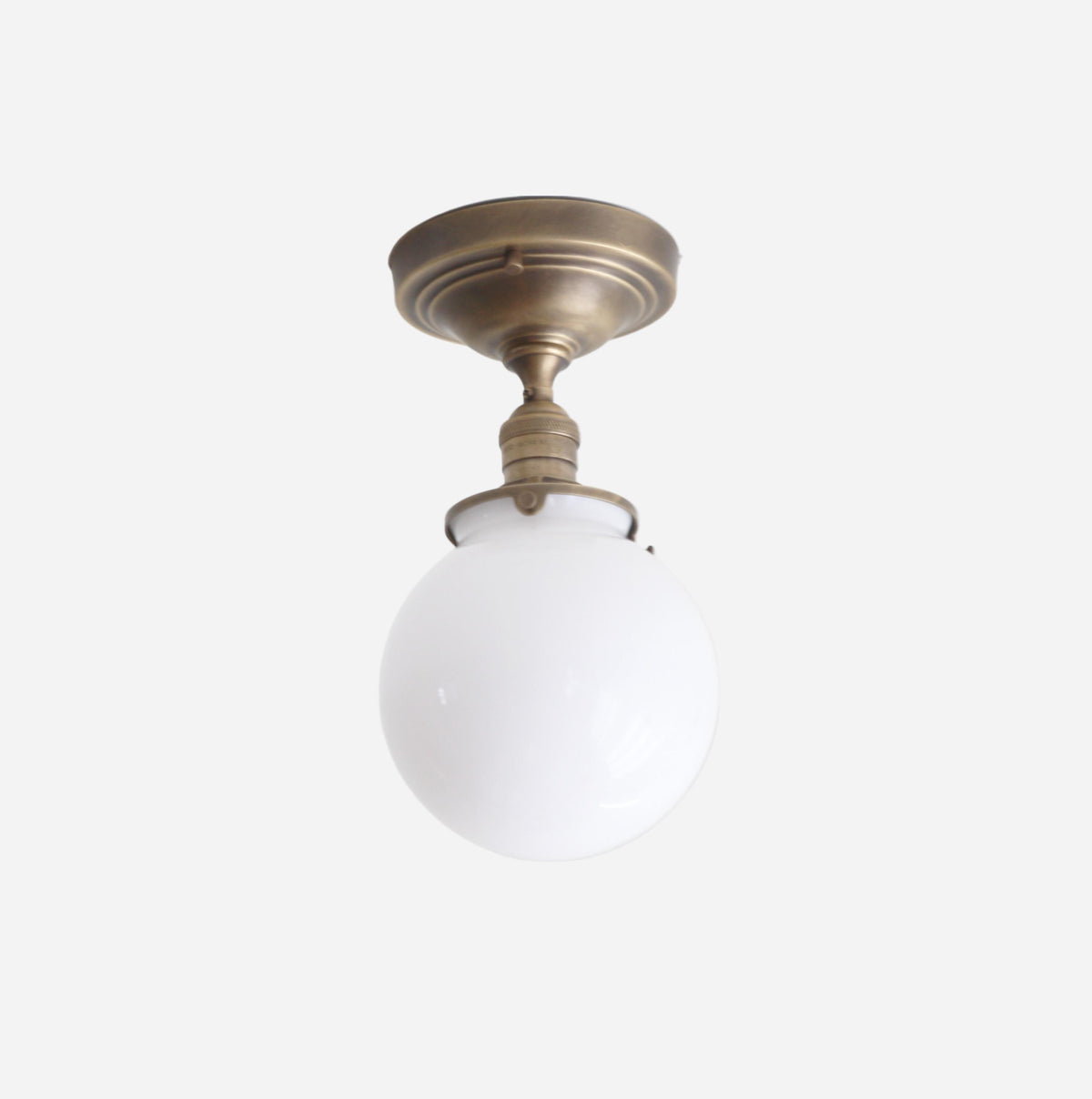 Brass Flush Mount Ceiling Light, Brass Ceiling Light, Ceiling light with hand-blown glass shade, Classic ceiling light, UL Listed, No.4053