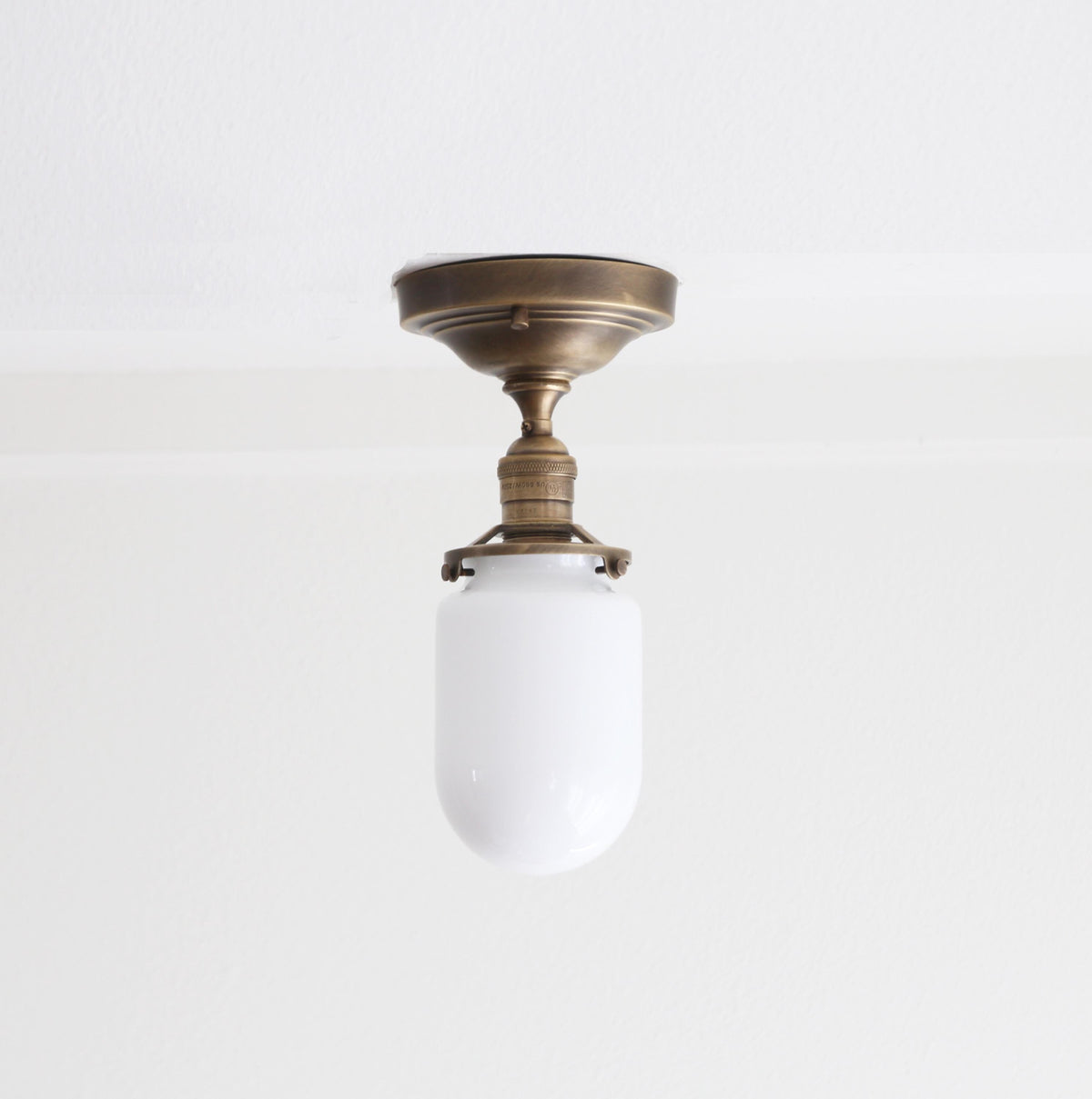 Brass Flush Mount Ceiling Light, Brass Ceiling Light, Ceiling light with hand-blown glass shade, Classic ceiling light, UL Listed, No.4038