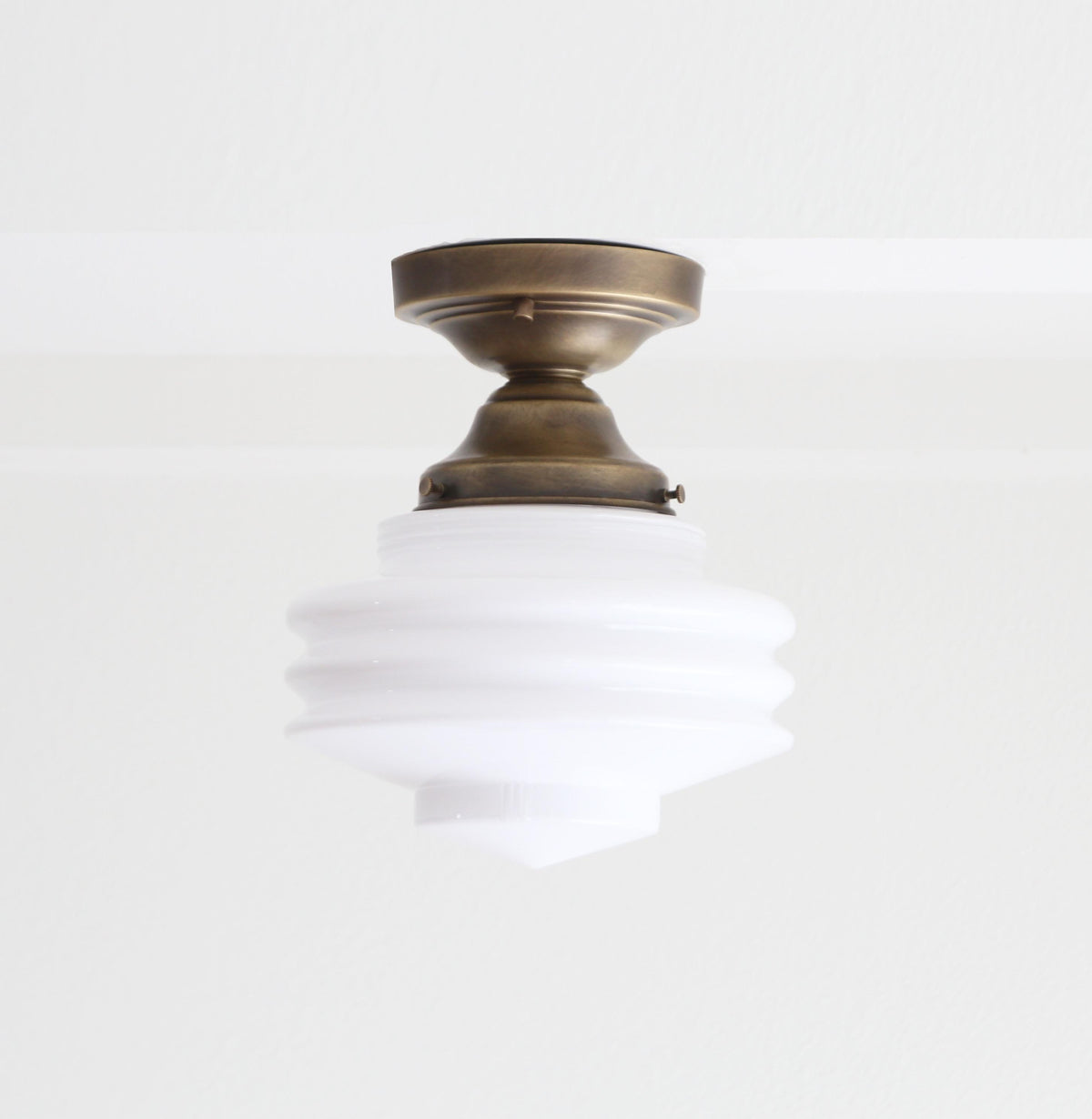 Brass Flush Mount Ceiling Light, Brass Ceiling Light, Ceiling light with hand-blown glass shade, Classic ceiling light, UL Listed, No.4059