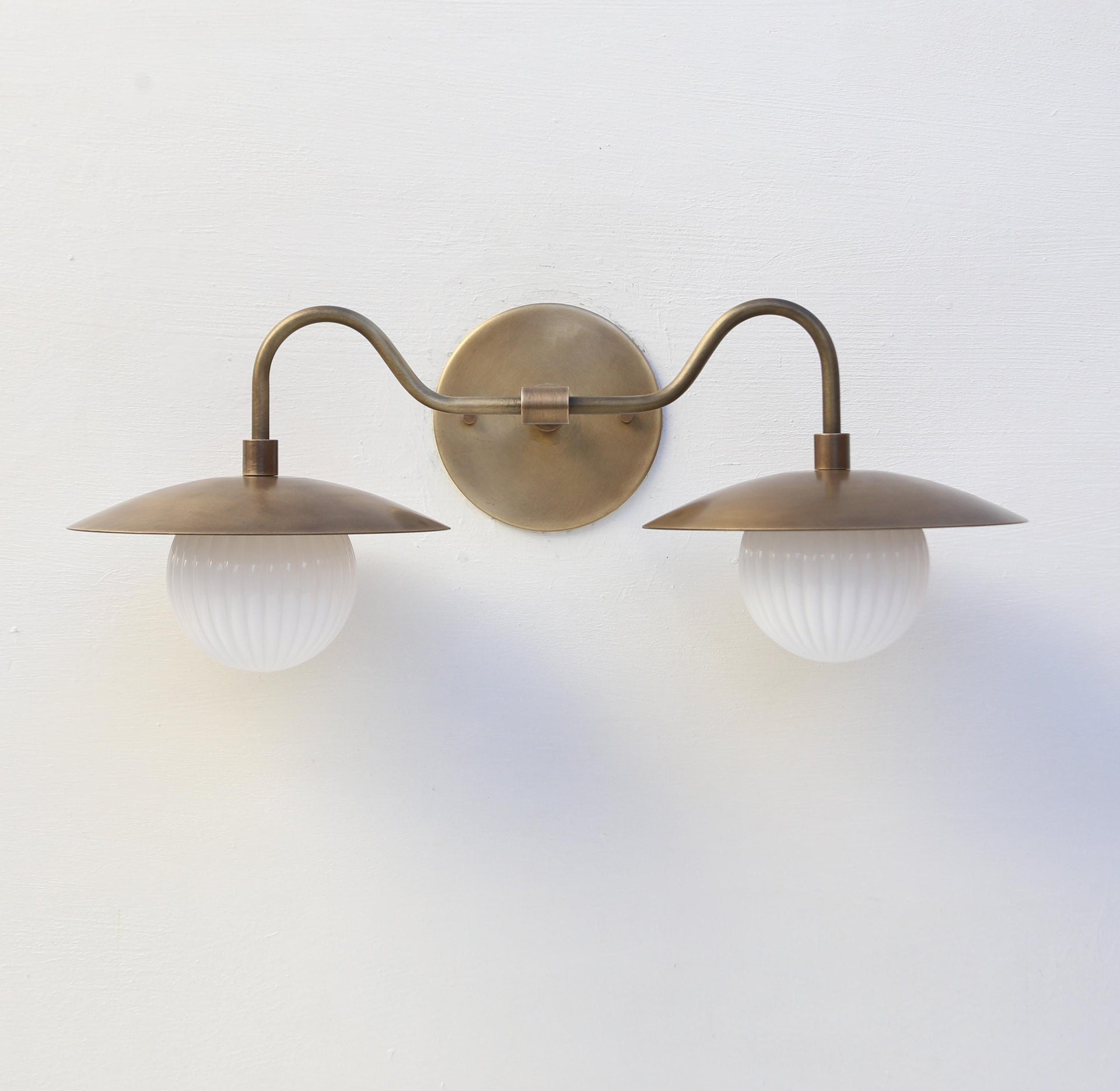 Brass Wall Sconce light with brass shade, Bathroom Vanity Light, Double Shade Wall Sconce UL Listed LM2 No.4112