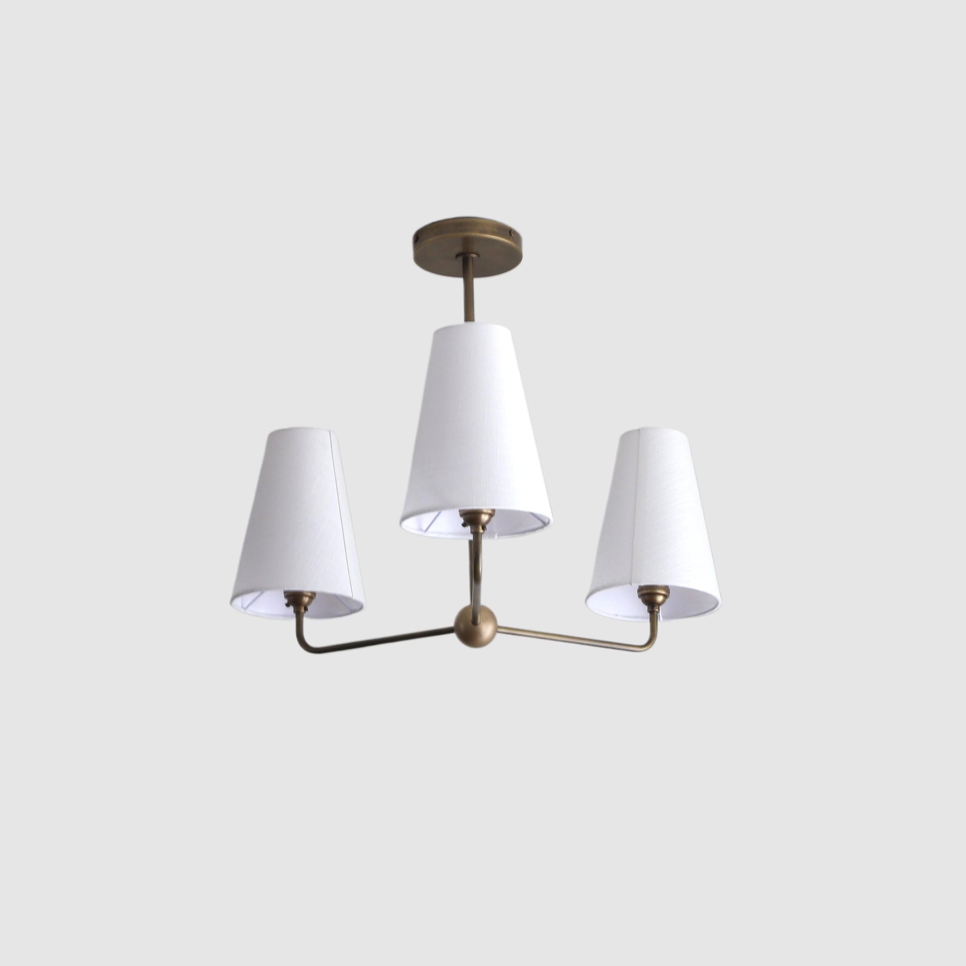 Brass Chandelier, Brass Chandelier with 3 Fabric shades, UL Listed, No.0883