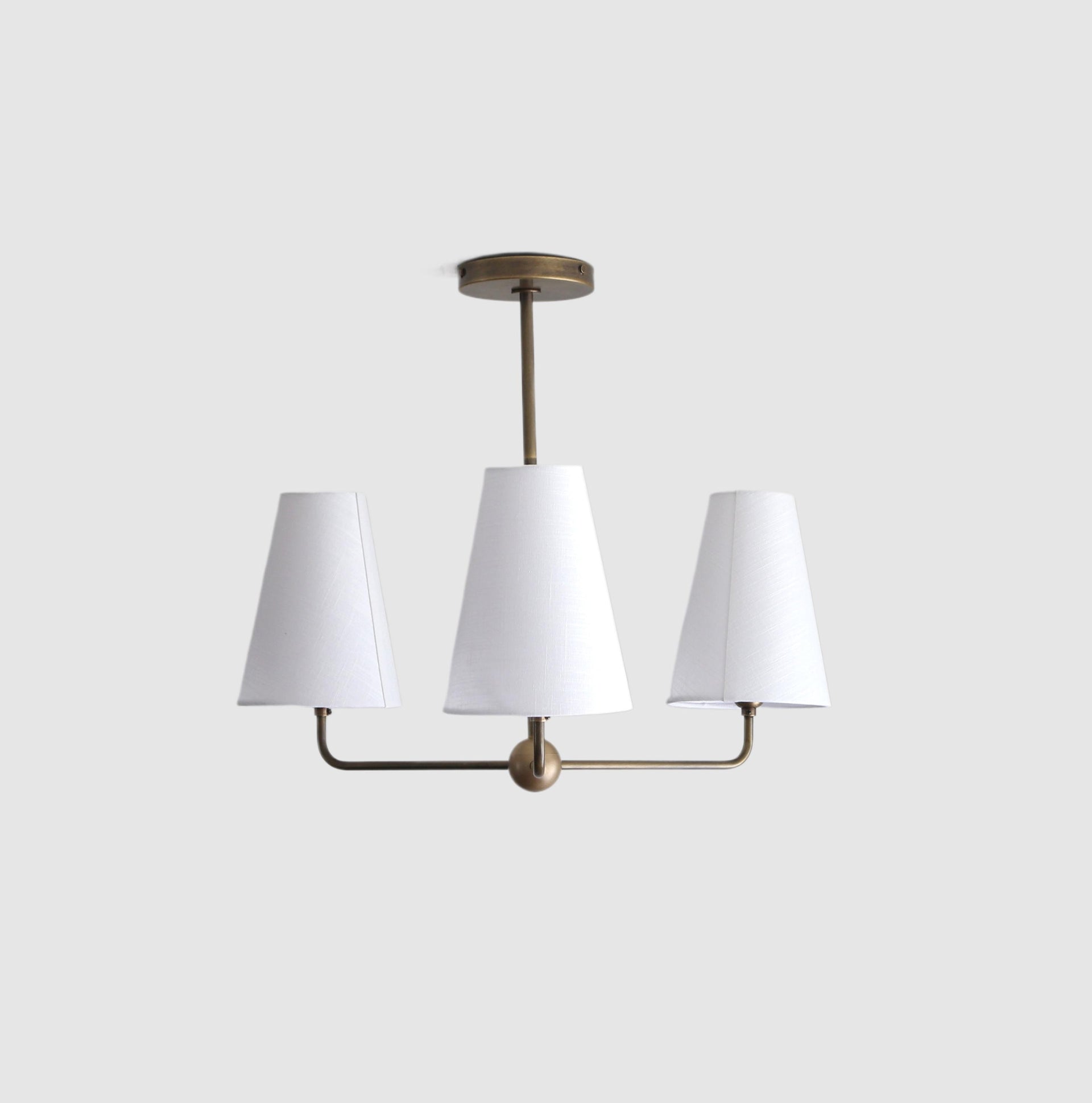 Brass Chandelier, Brass Chandelier with 3 Fabric shades, UL Listed, No.0883