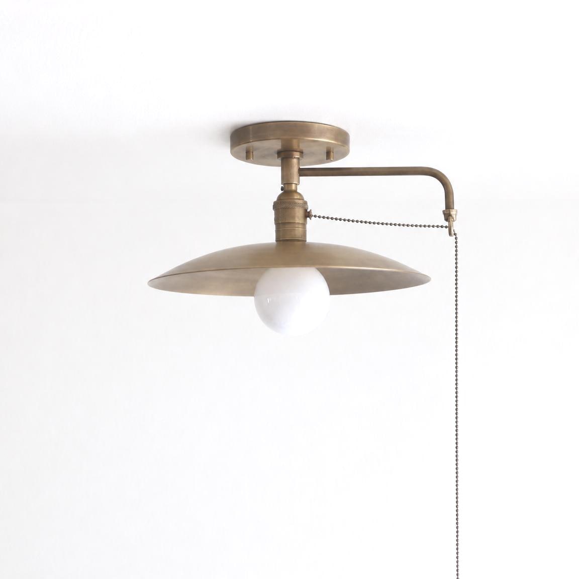 Flush Mount Brass Ceiling Light - Modern Ceiling Lighting - Modern Brass Light With Brass Shade - UL Listed,  No. S7026-1