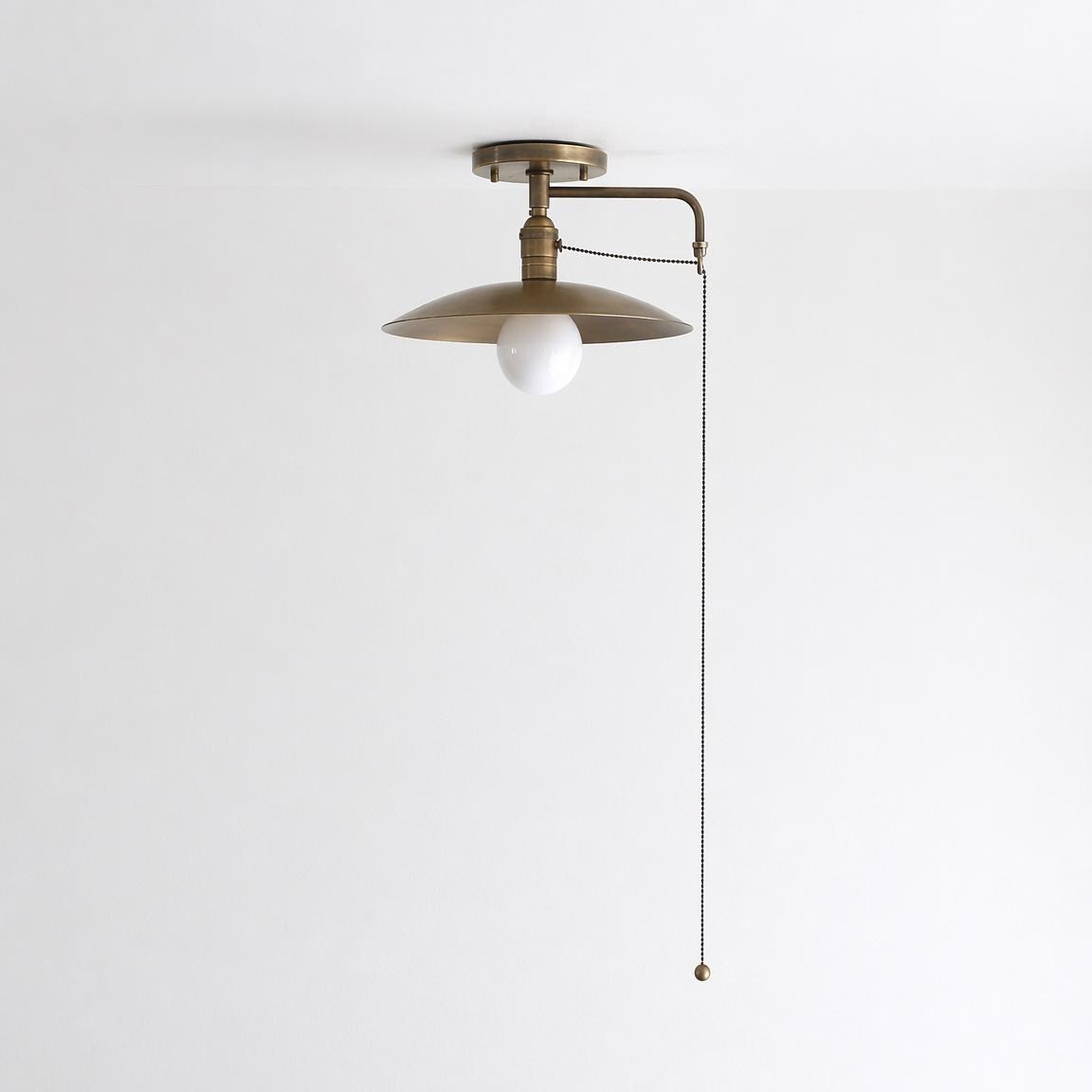Flush Mount Brass Ceiling Light - Modern Ceiling Lighting - Modern Brass Light With Brass Shade - UL Listed,  No. S7026-1