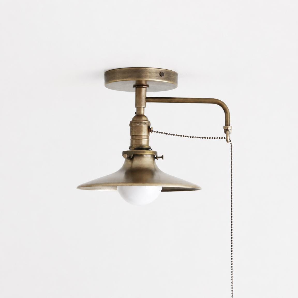 Flush Mount Brass Ceiling Light - Modern Ceiling Lighting - Modern Brass Light With Brass Shade - UL Listed,  No. S7026-12