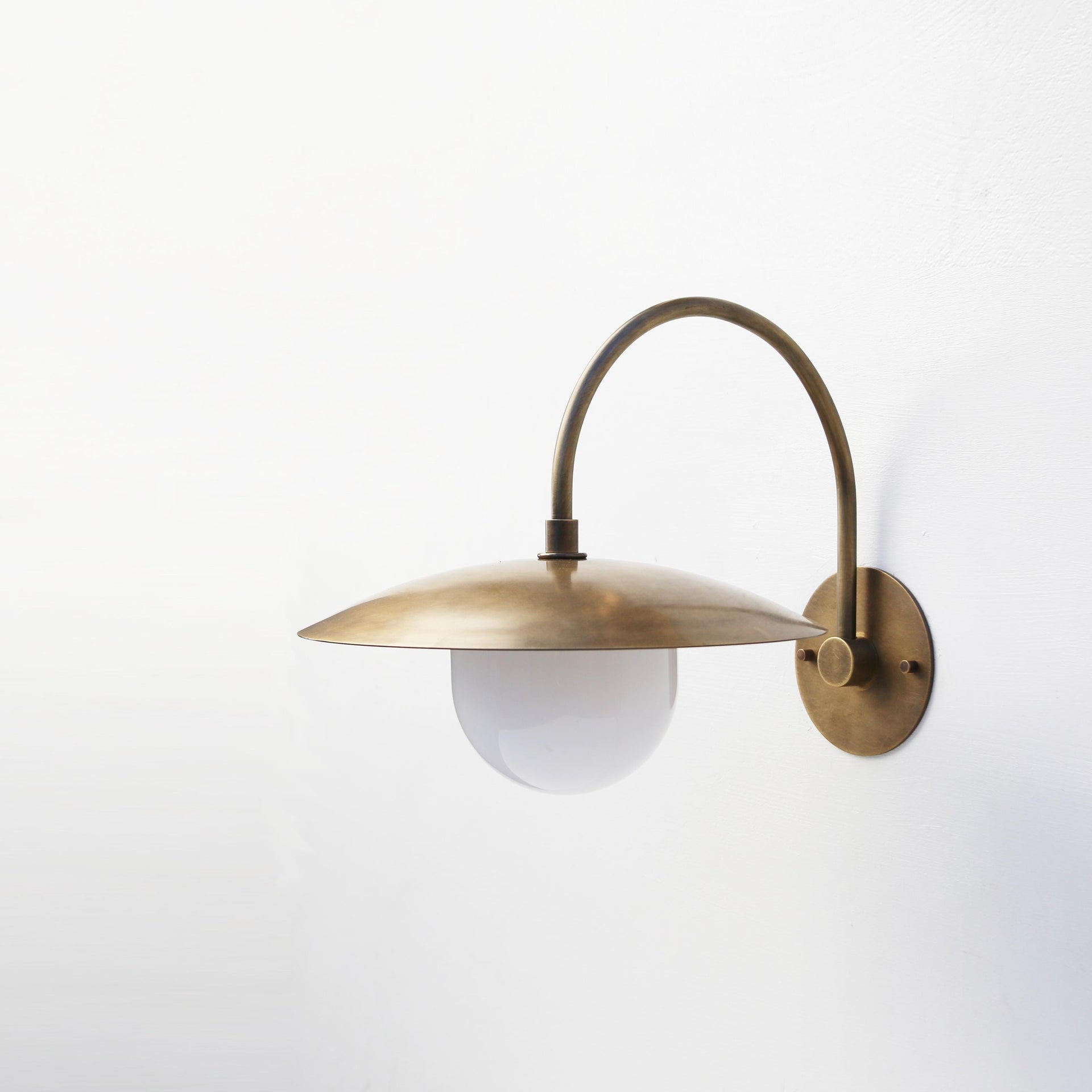 12" Brass Wall Sconce- Brass light with 12" brass shade- Wall light above sink, UL Listed, No.504-DLM No.0141