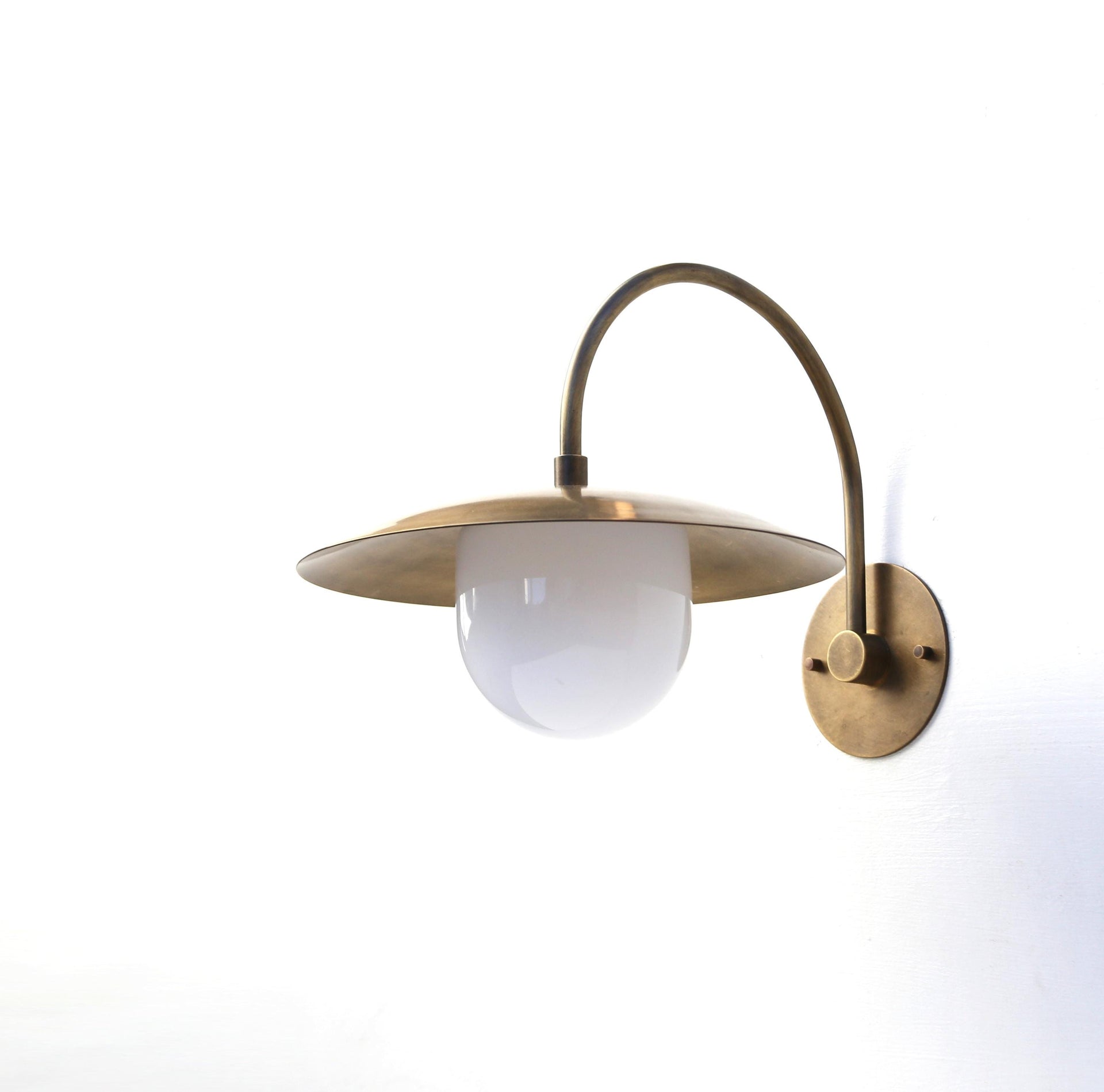 12" Brass Wall Sconce- Brass light with 12" brass shade- Wall light above sink, UL Listed, No.504-DLM No.0141