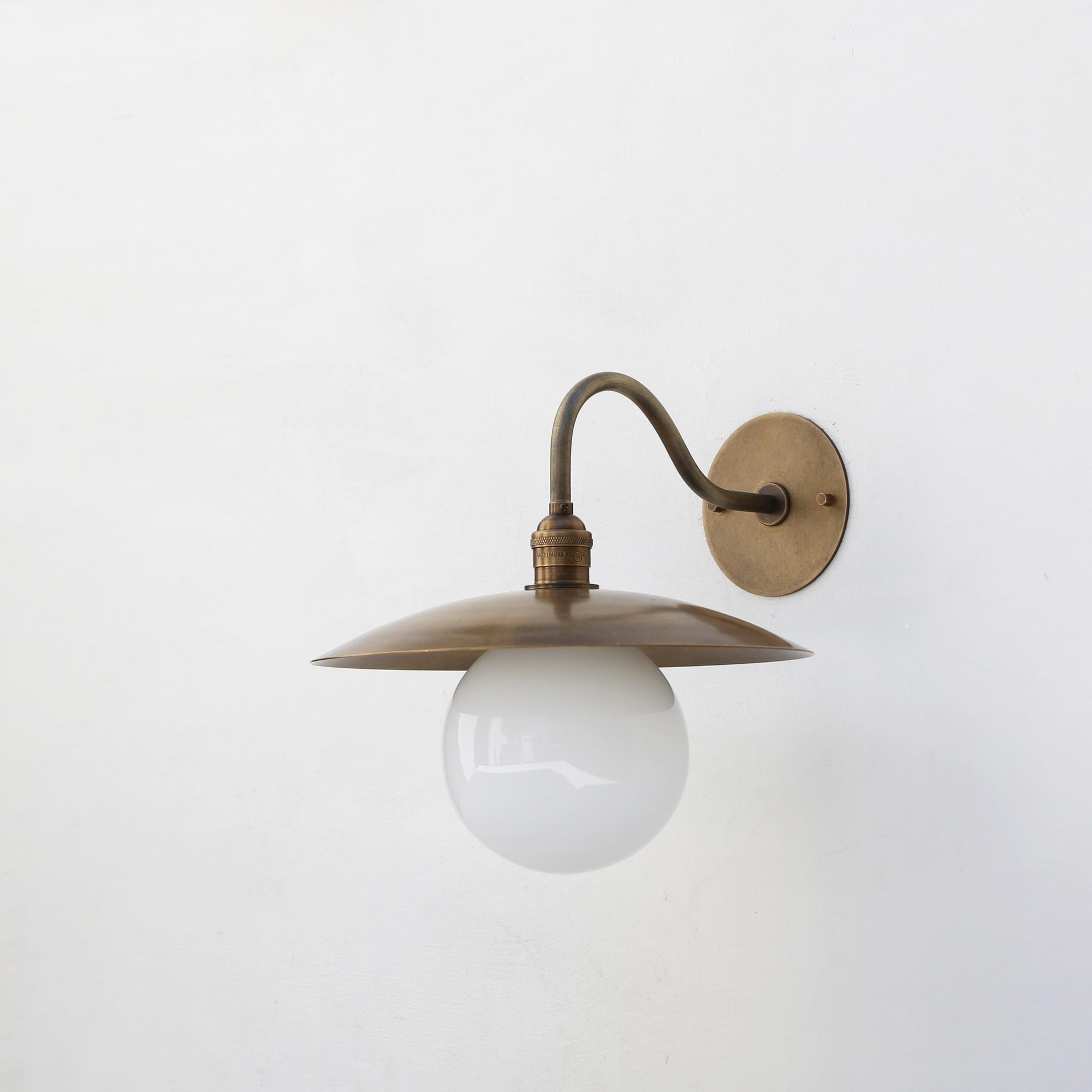 Industrial brass Wall Sconce light with 12" brass shade-Brass Wall Sconce Light- UL Listed. 6" Shade, No.0273