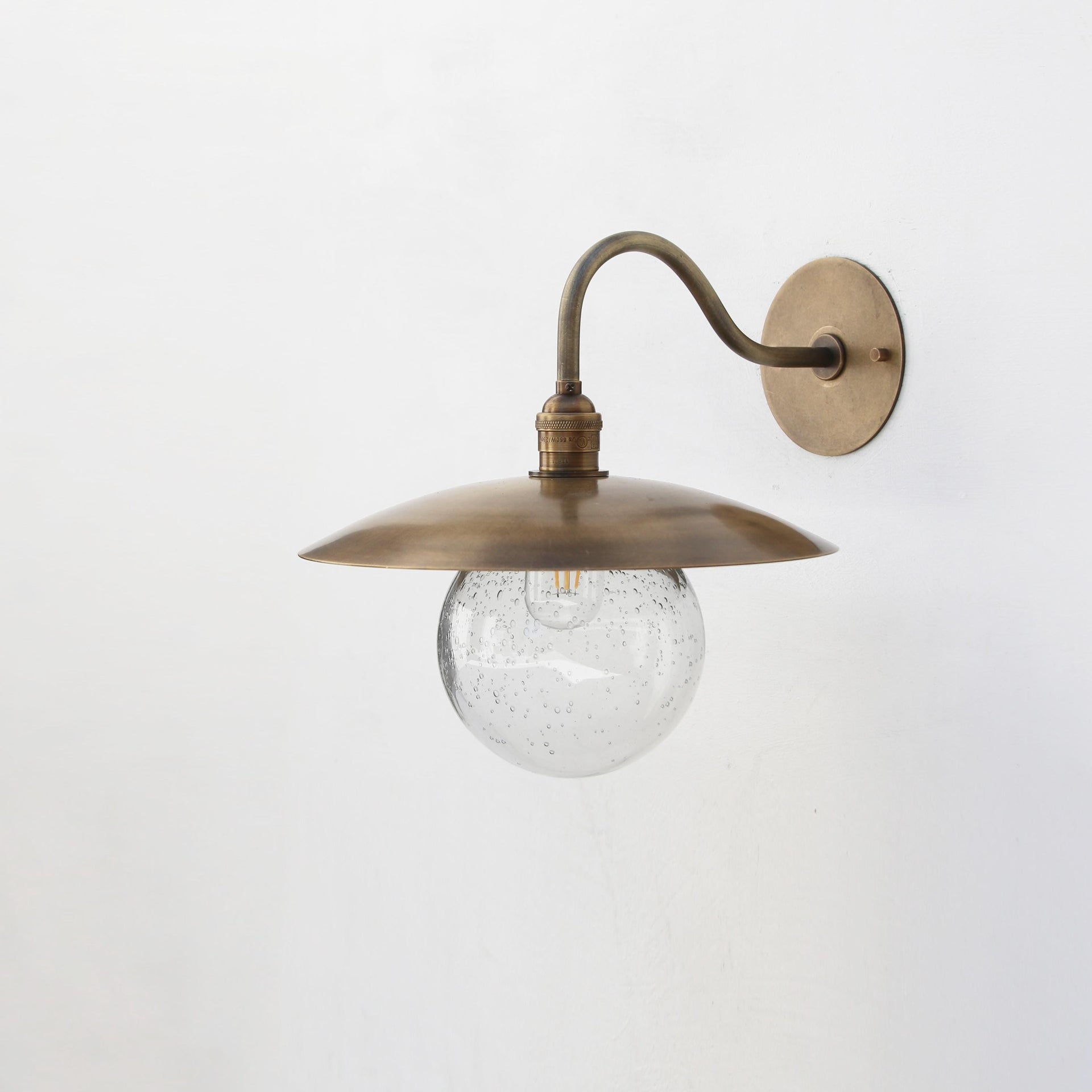 Industrial brass Wall Sconce light with 12" brass shade-Brass Wall Sconce Light- UL Listed. 6" Shade, No.0273
