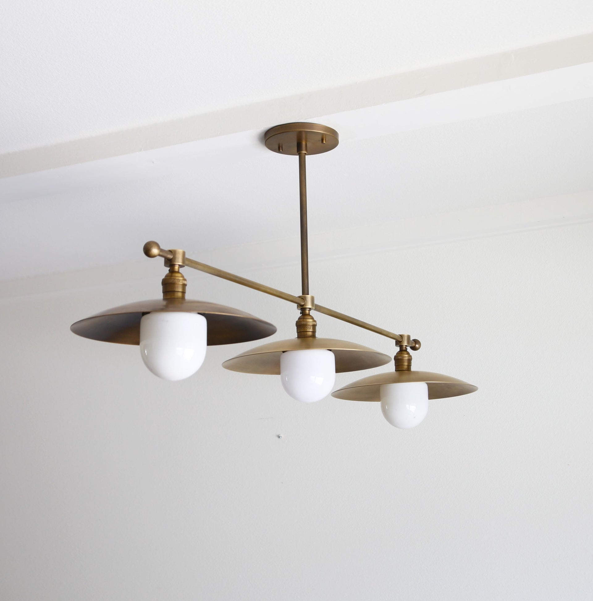 Chandelier, Brass Chandelier, Modern Brass Chandelier with 12" Shade, UL Listed, No.0294