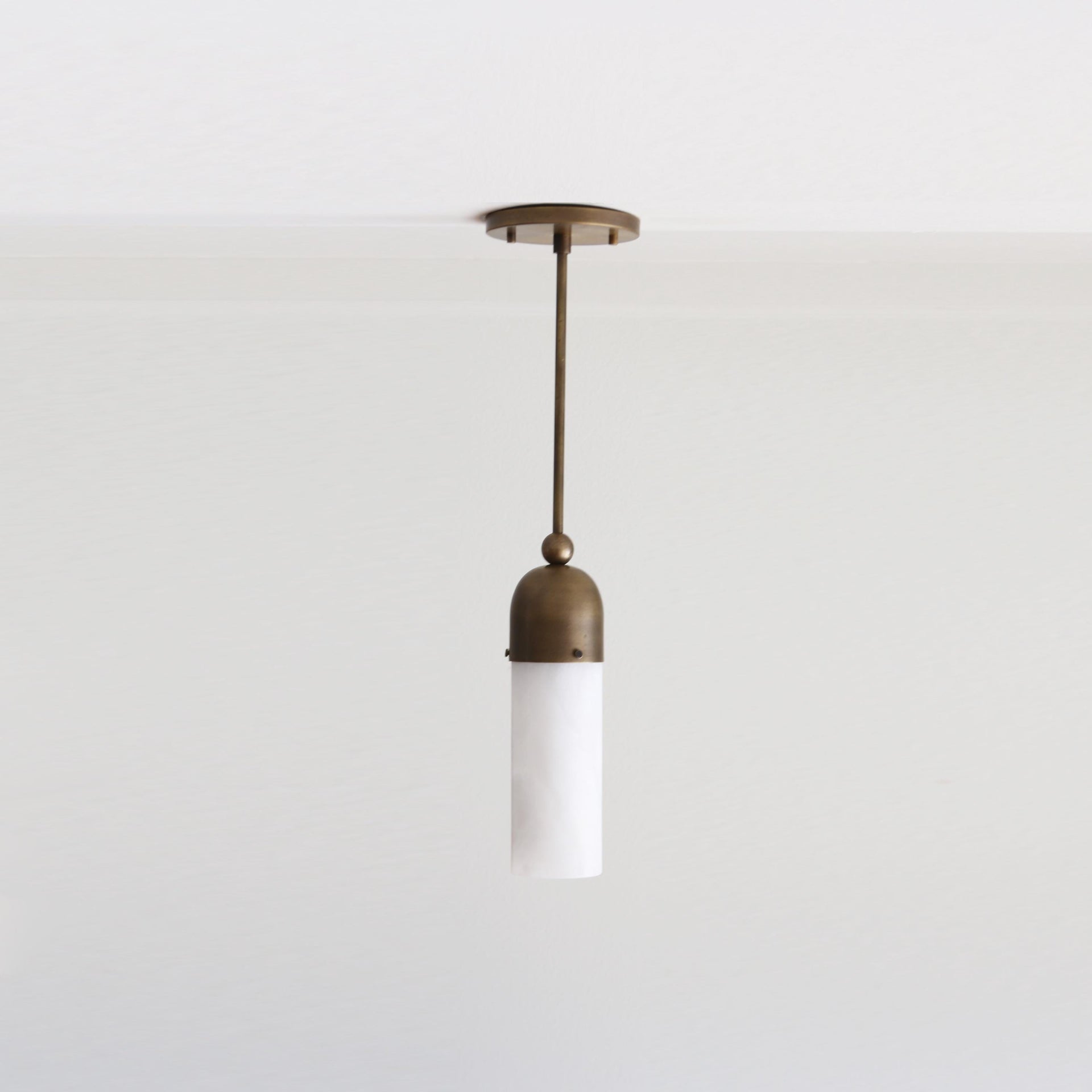 Brass pendant light with Alabaster Shade, Modern pendant light, UL Listed, No.0377