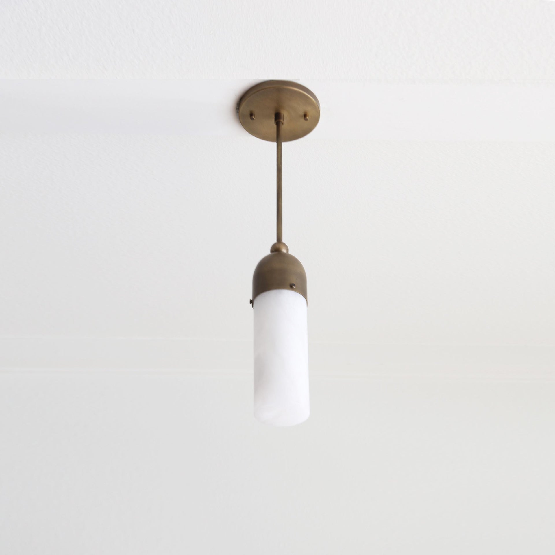 Brass pendant light with Alabaster Shade, Modern pendant light, UL Listed, No.0377